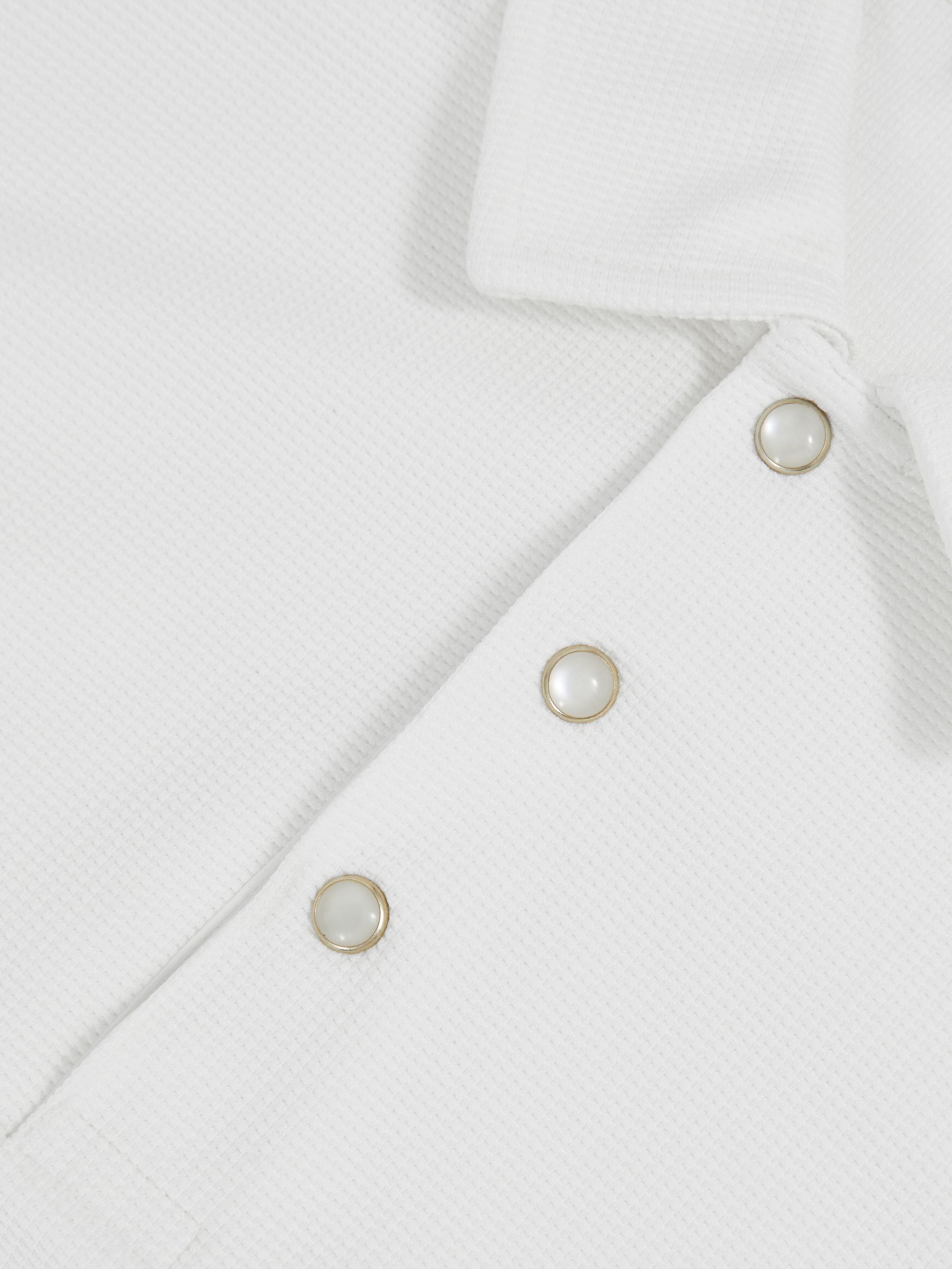 Textured Press-Stud Polo Shirt in White - Image 6 of 6