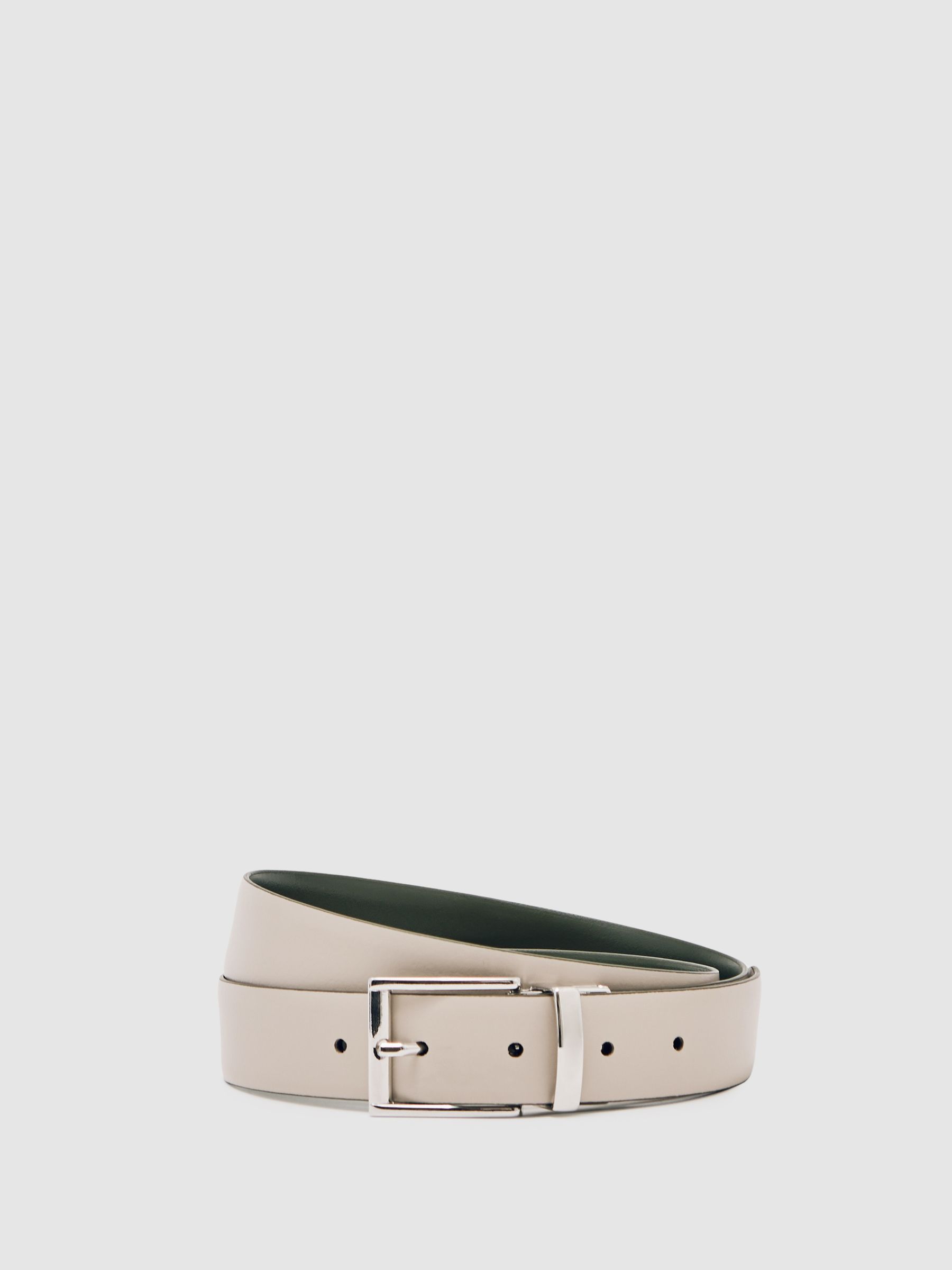 Reversible Leather Belt in Forest Green/Off White - image 4