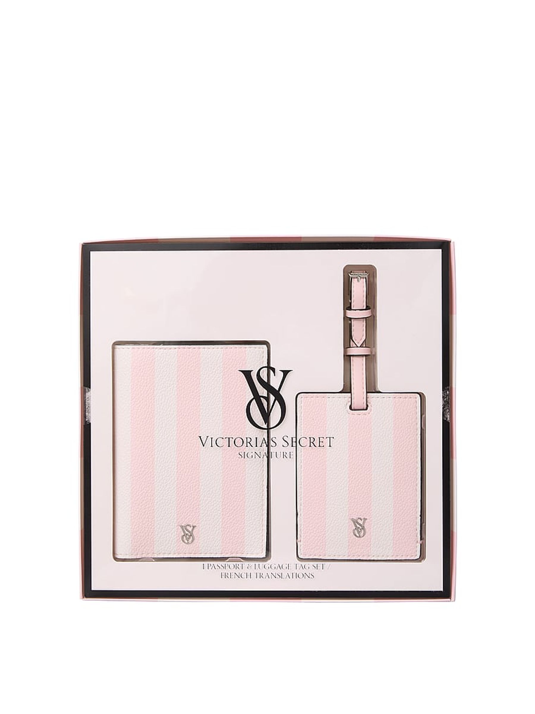 Heritage Stripe Pink Passport Holder and Luggage Tag Set - Image 1 of 4