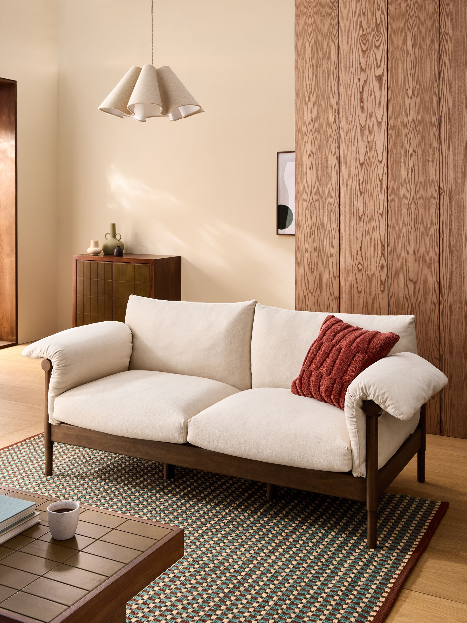 Solen Sofa in Natural Stone Woven Slub Plain - Image 1 of 4