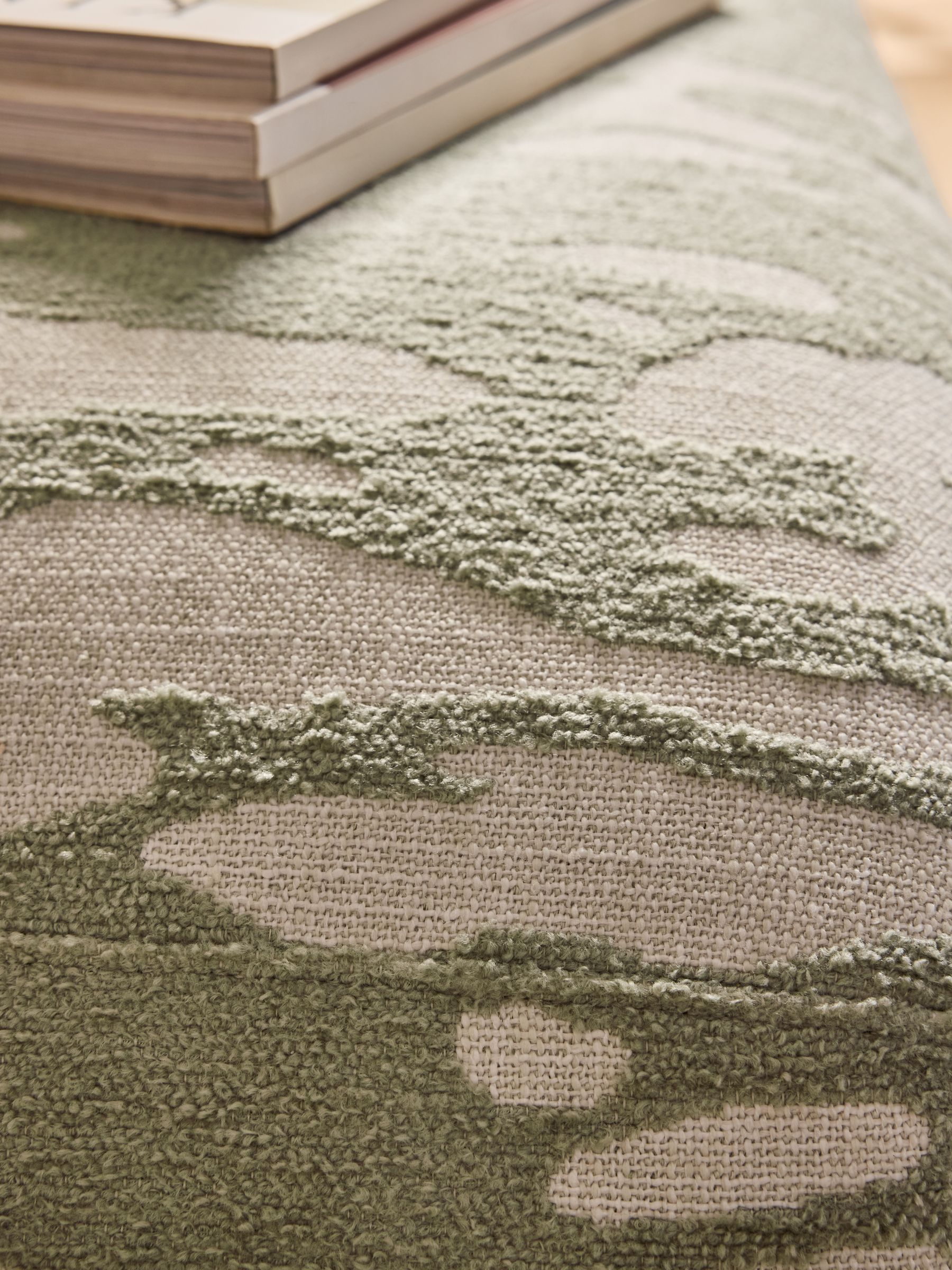 Beryl Bench in Natural and Sage Green Embossed Chenille - Image 3 of 5
