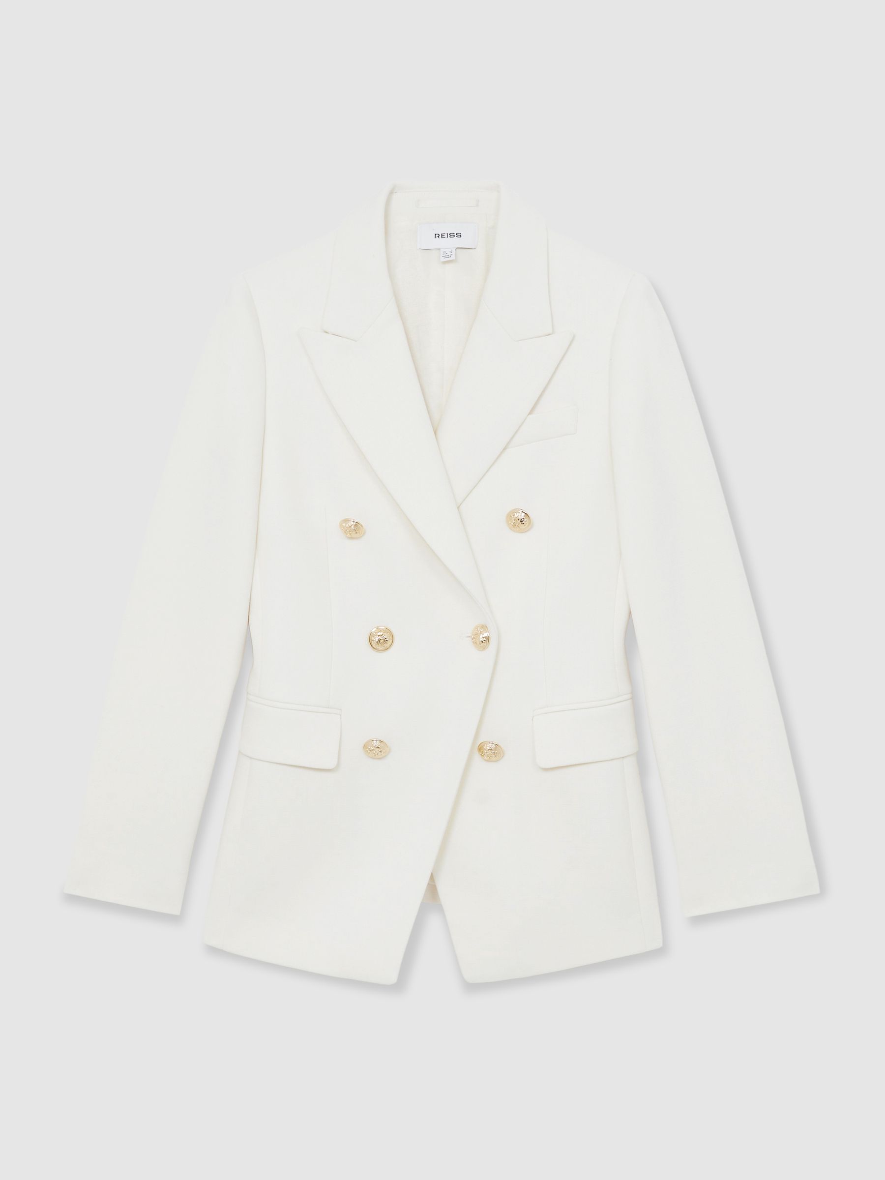 Double-Breasted Twill Suit Blazer With Wool in White - Image 2 of 7
