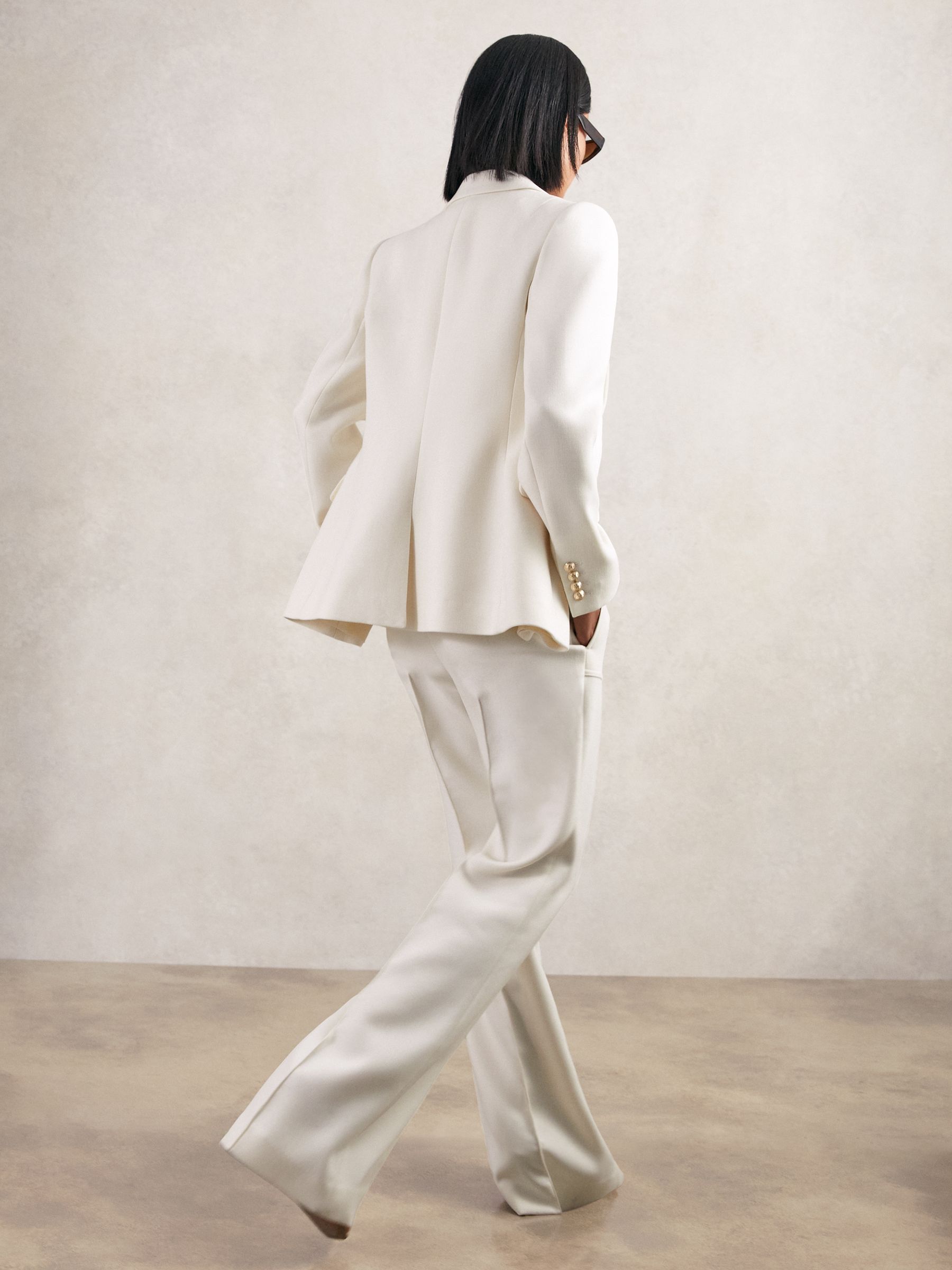 Double-Breasted Twill Suit Blazer With Wool in White - Image 5 of 7
