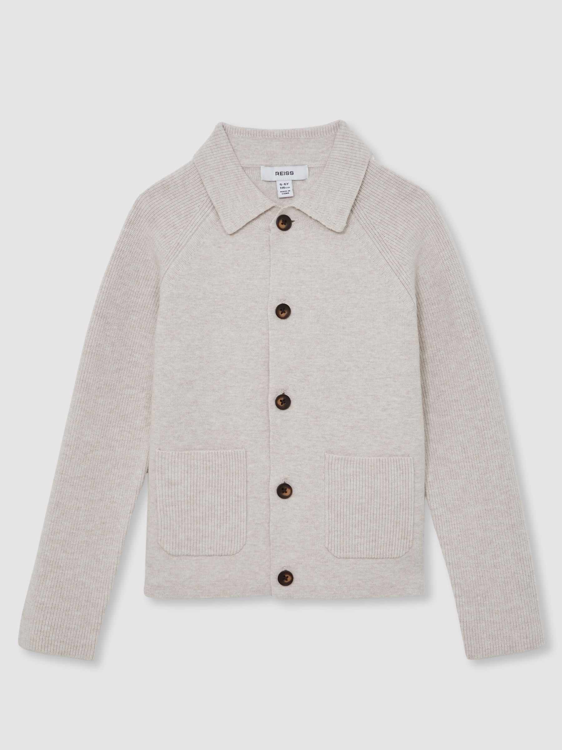 3-9 yrs Button-Through Knitted Cardigan in Oatmeal Melange - Image 2 of 4