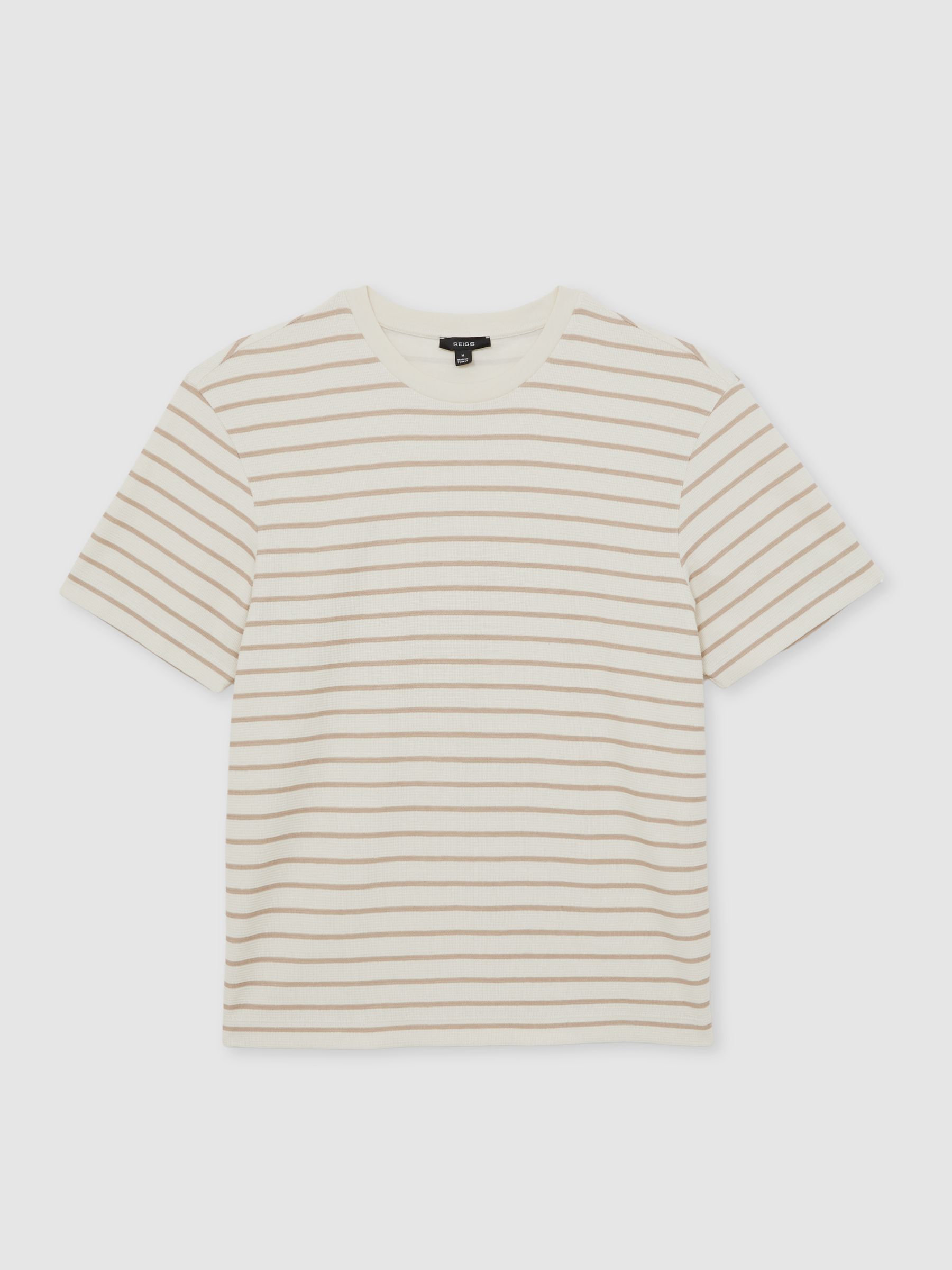 Cotton Textured Stripe T-Shirt in Oatmeal/White - Image 2 of 6