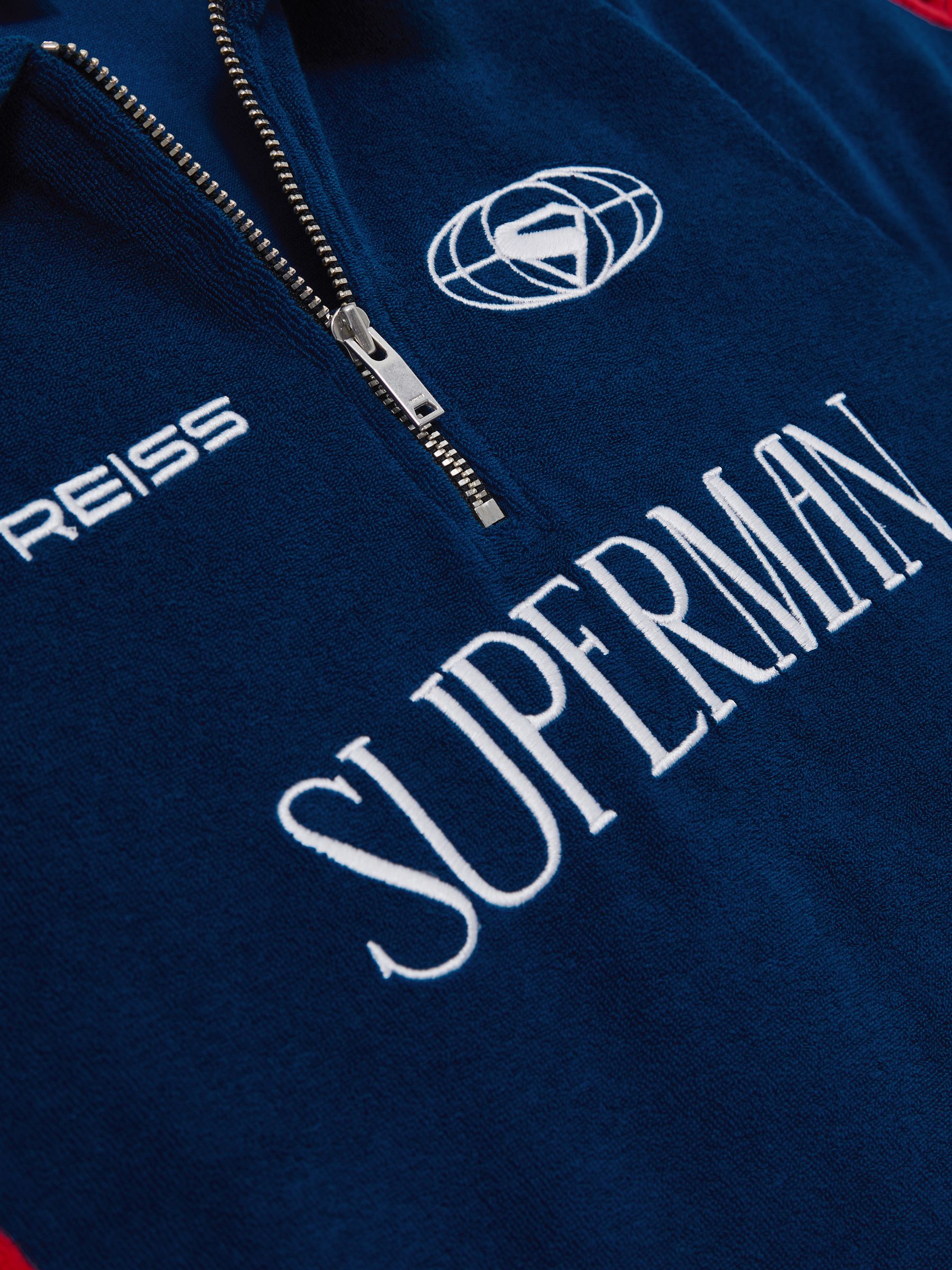 3-9 yrs Superman | Reiss Towelling Polo Shirt in Blue/Red - Image 4 of 4