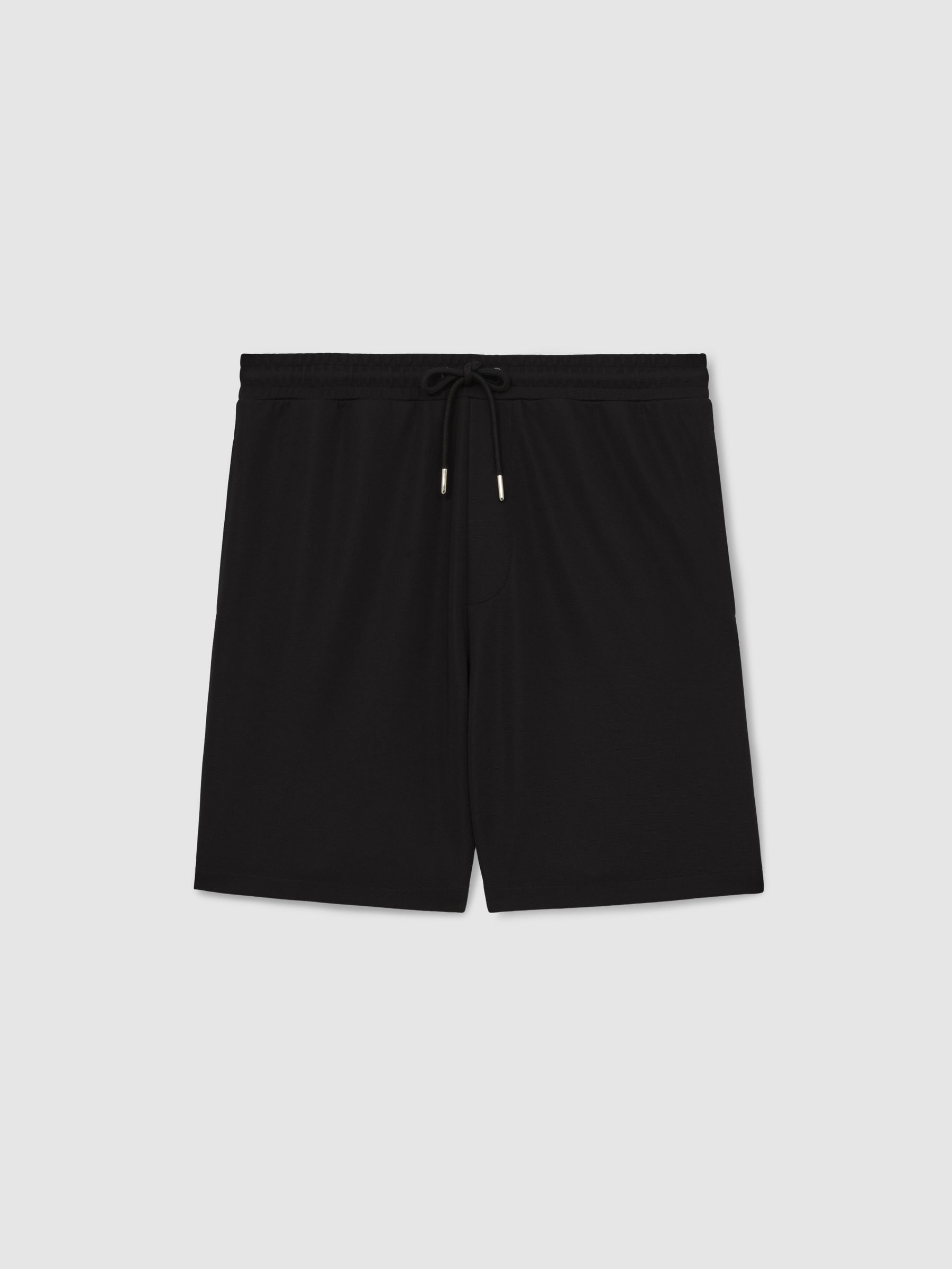 Textured Drawstring Shorts in Black - Image 2 of 6