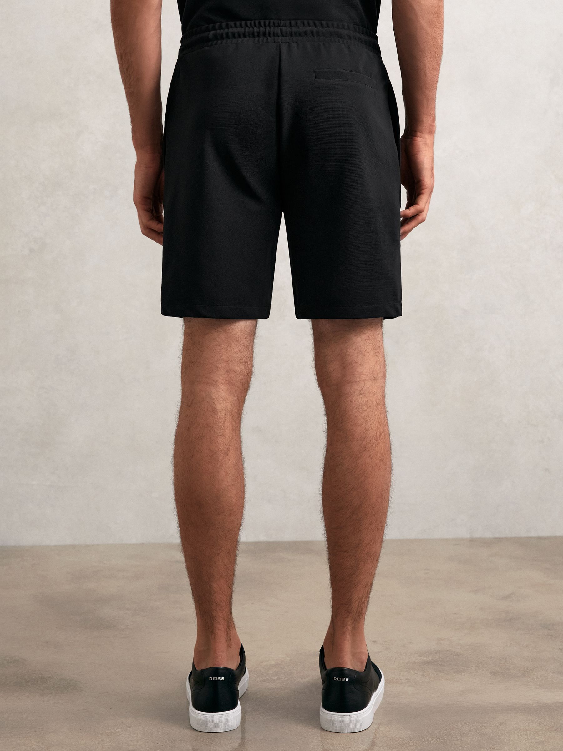 Textured Drawstring Shorts in Black - image 4