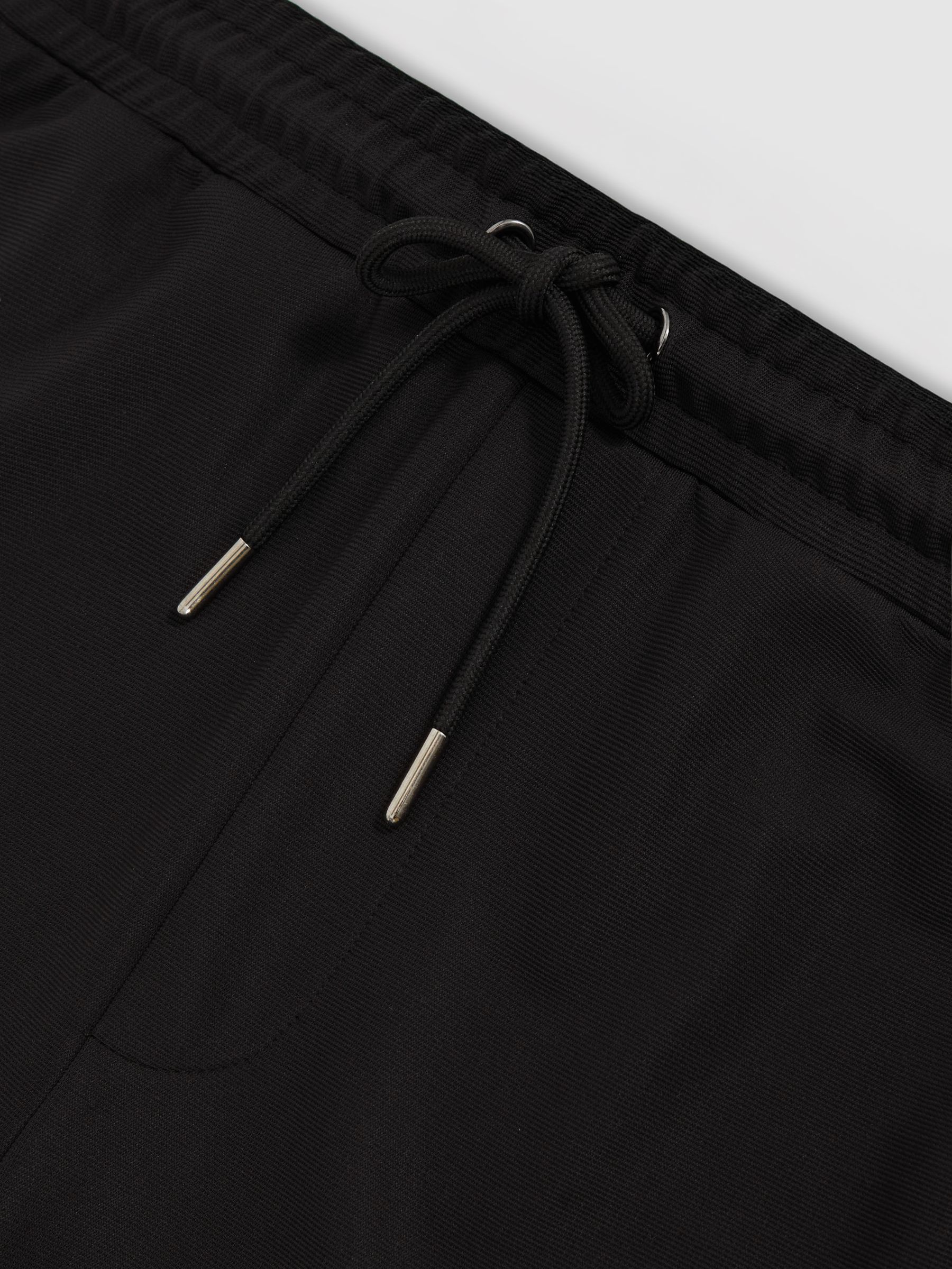 Textured Drawstring Shorts in Black - Image 6 of 6