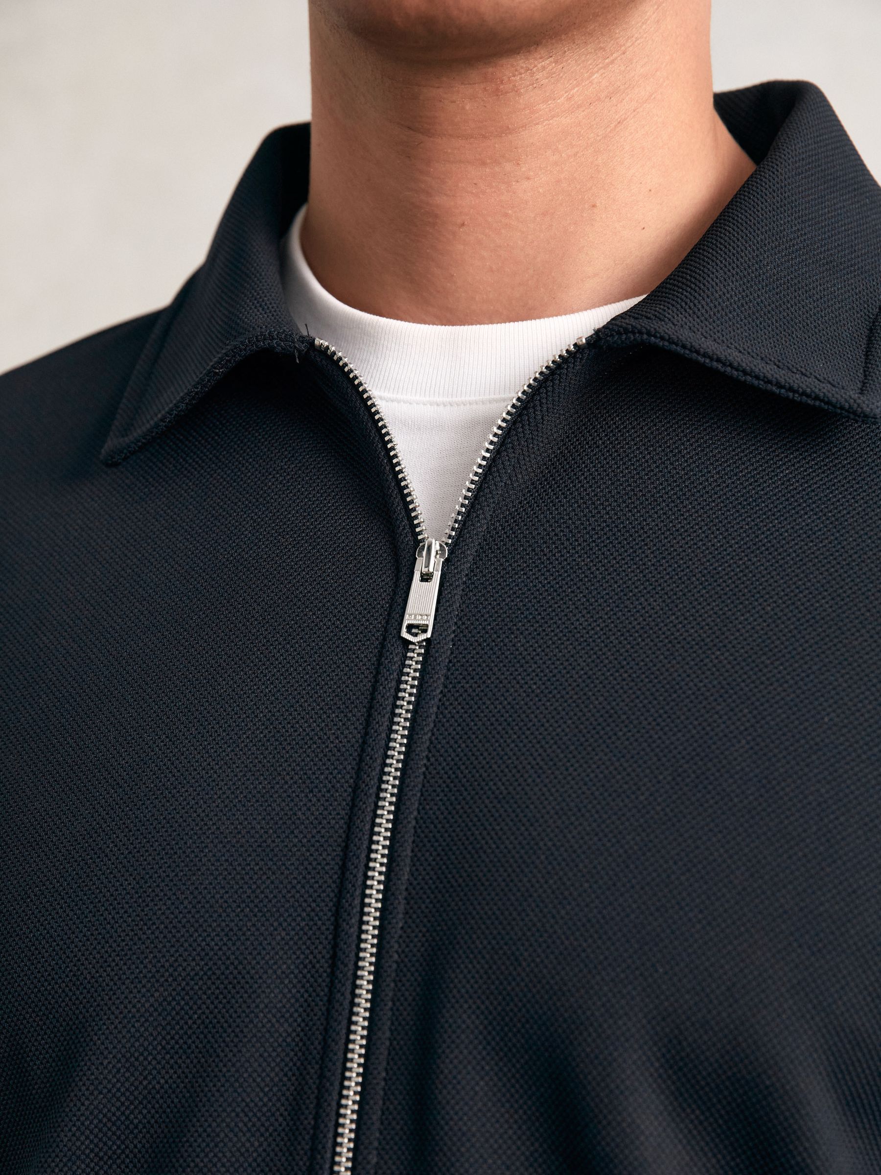 Textured Zip Through Overshirt in Navy - Image 4 of 6