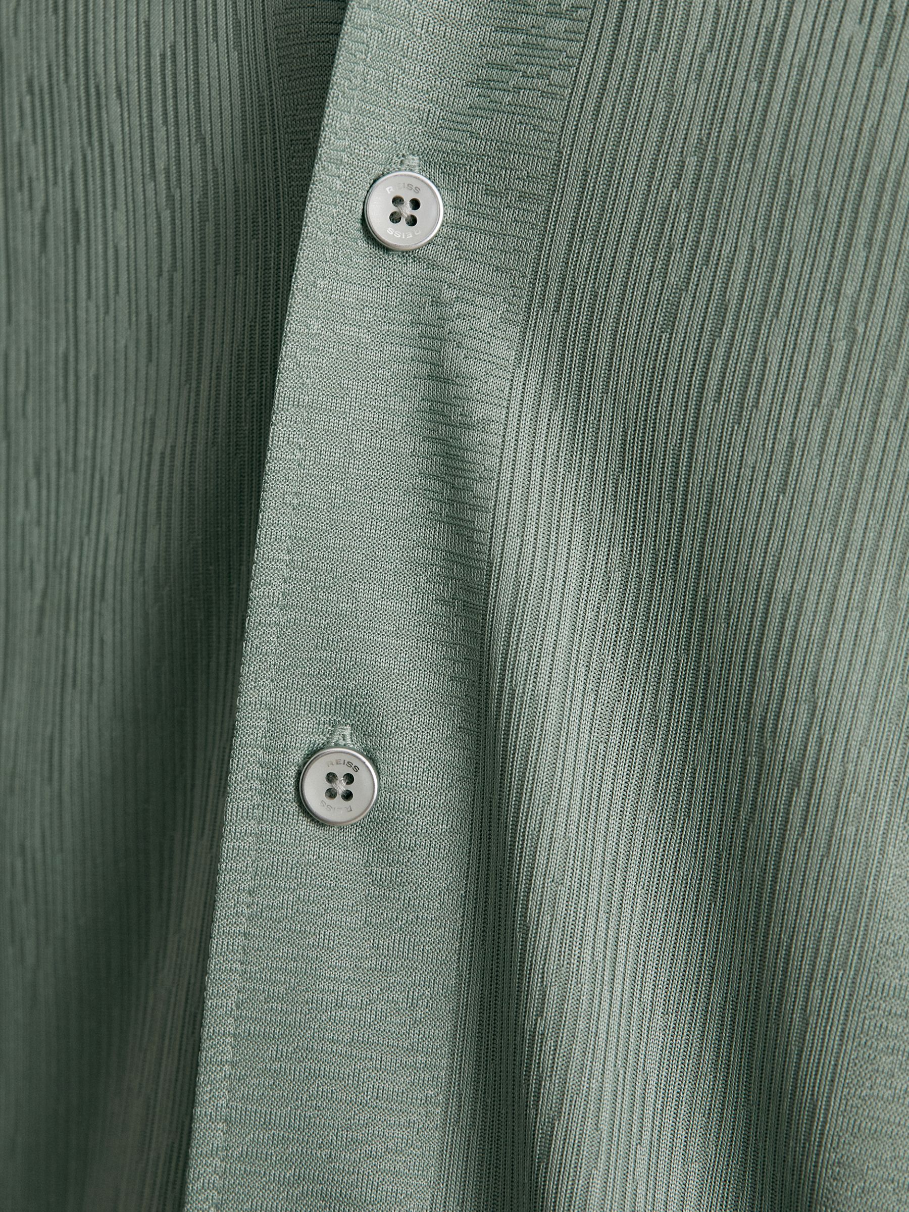 Jacquard-Stripe Cuban-Collar Shirt in Mint Green - image 3