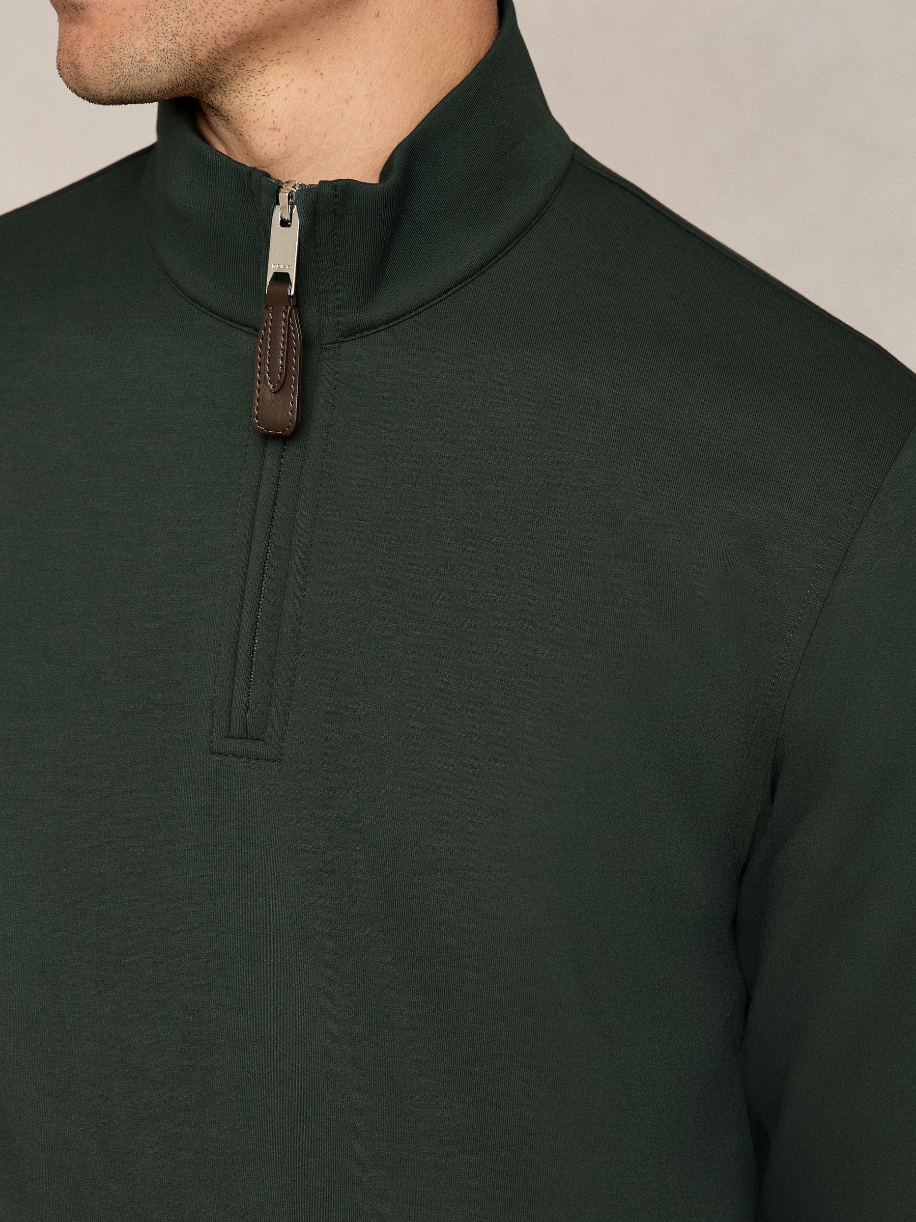 Interlock Half-Zip Sweatshirt with Trim in Dark Sage Green - image 5