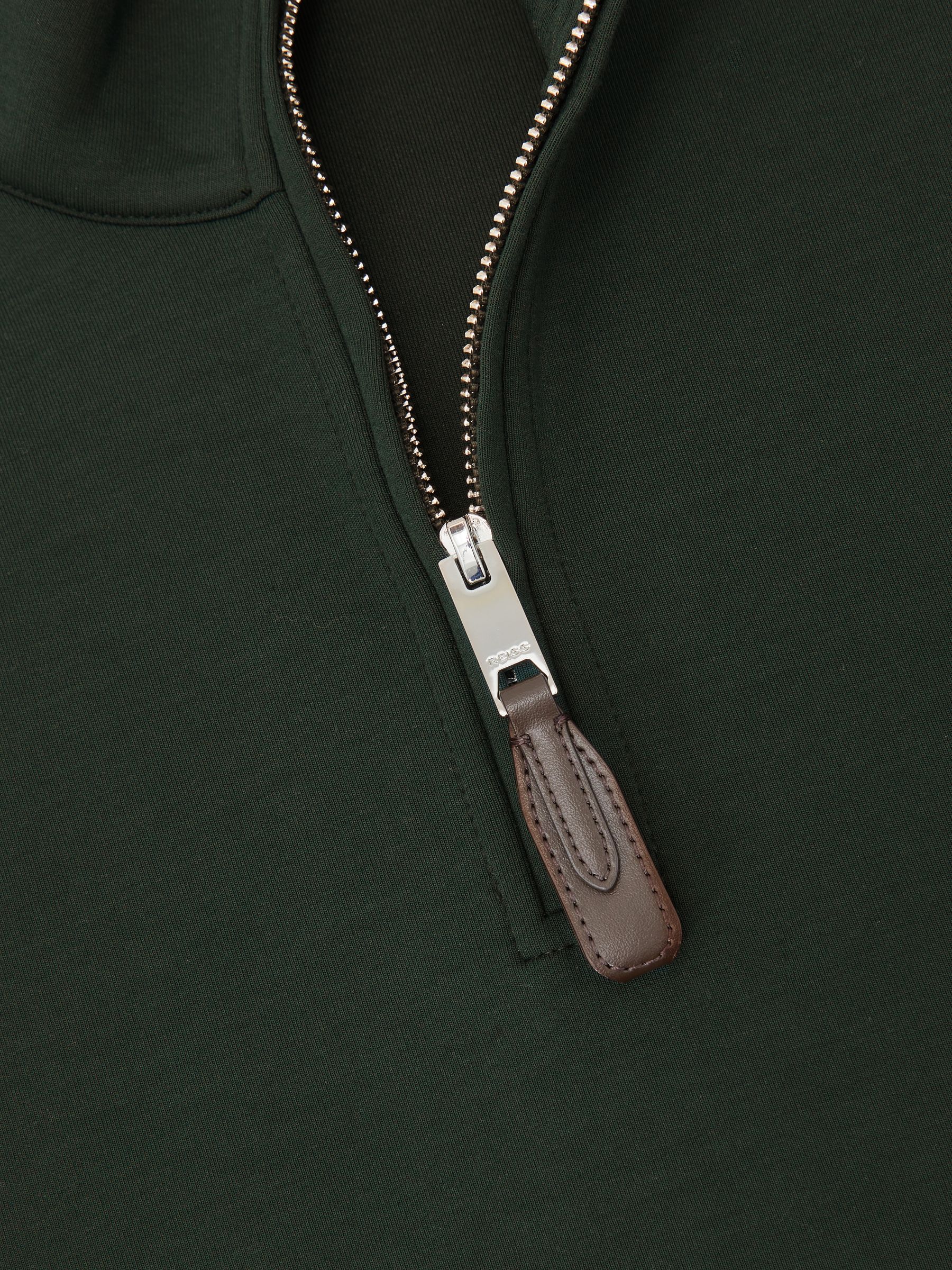 Interlock Half-Zip Sweatshirt with Trim in Dark Sage Green - image 3