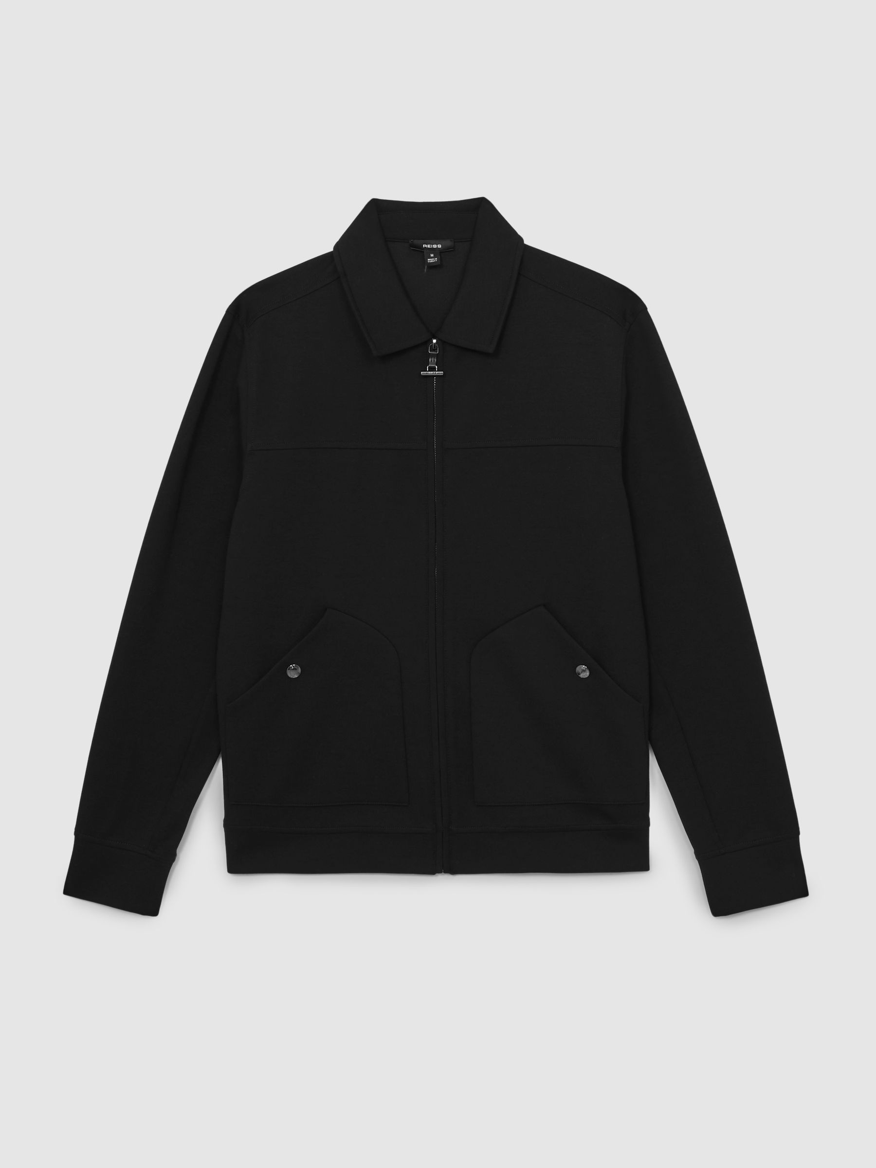 Interlock Zip Through Overshirt in Black - Image 2 of 6