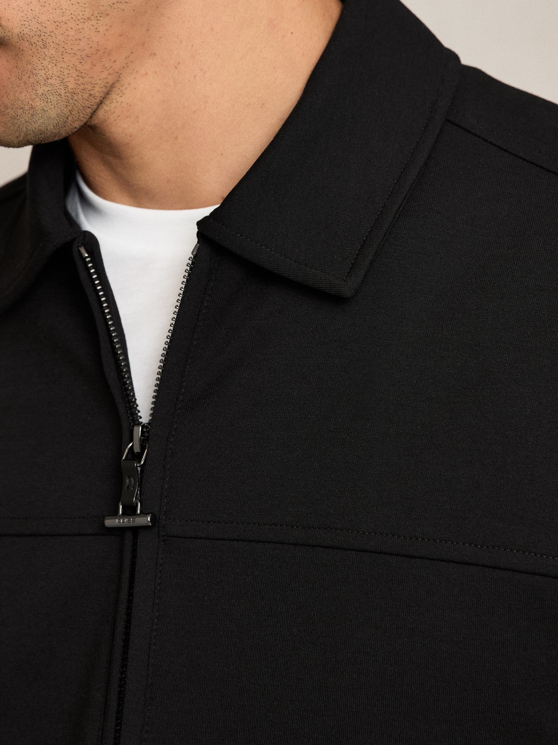 Premium Interlock Zip-Through Overshirt in Black - image 5