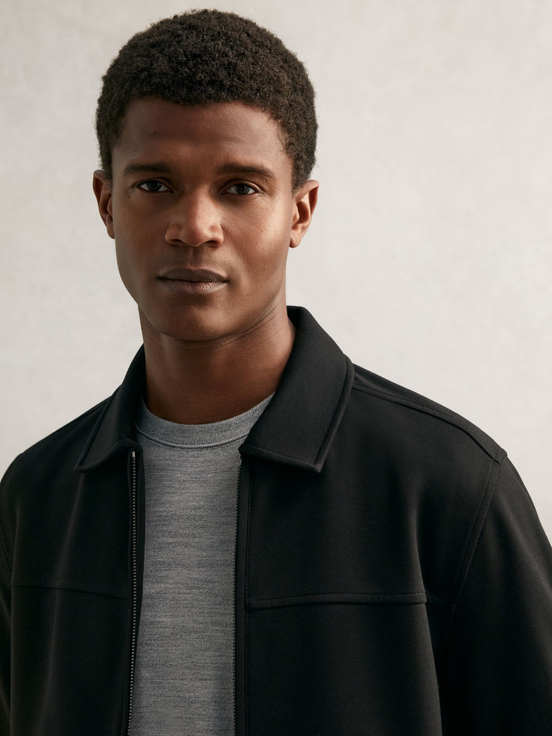 Interlock Zip Through Overshirt in Black - Image 3 of 6