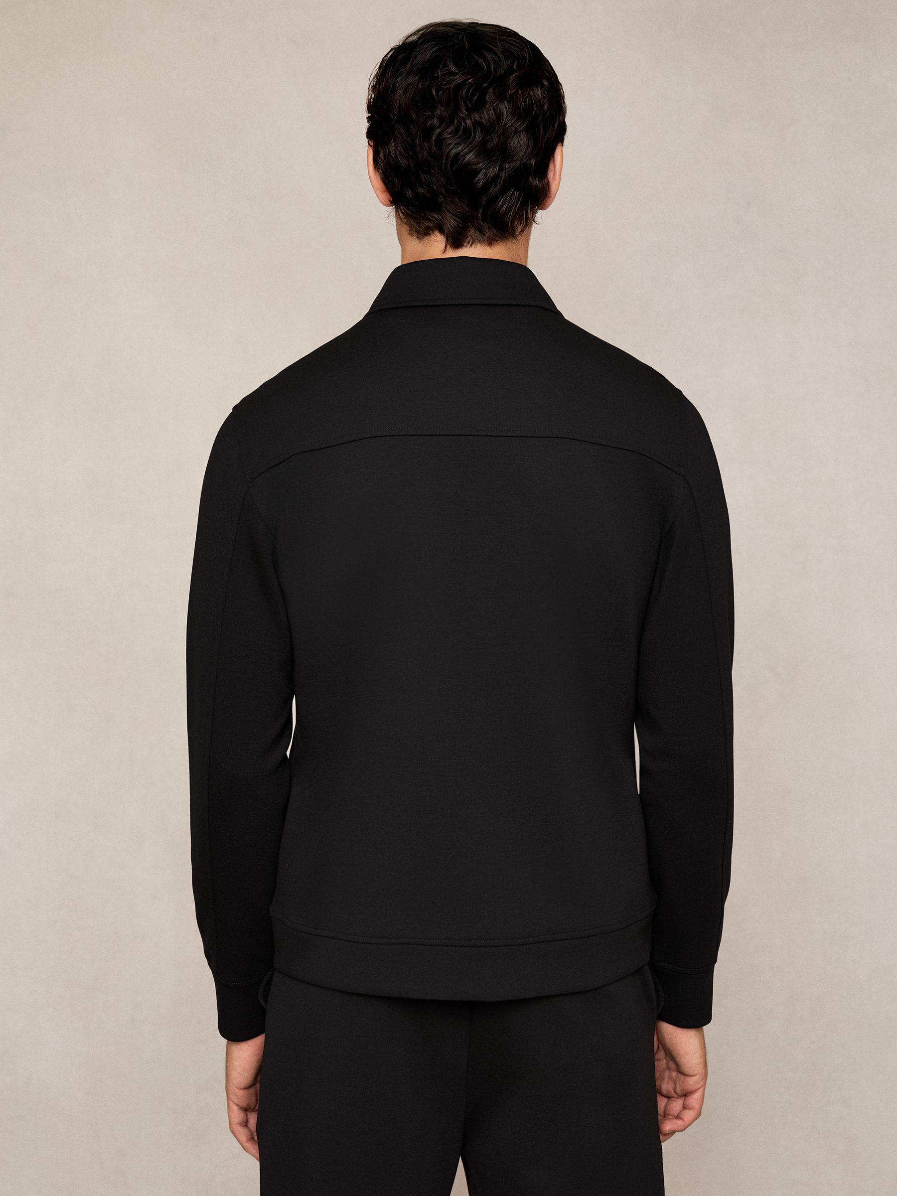 Premium Interlock Zip-Through Overshirt in Black - image 4