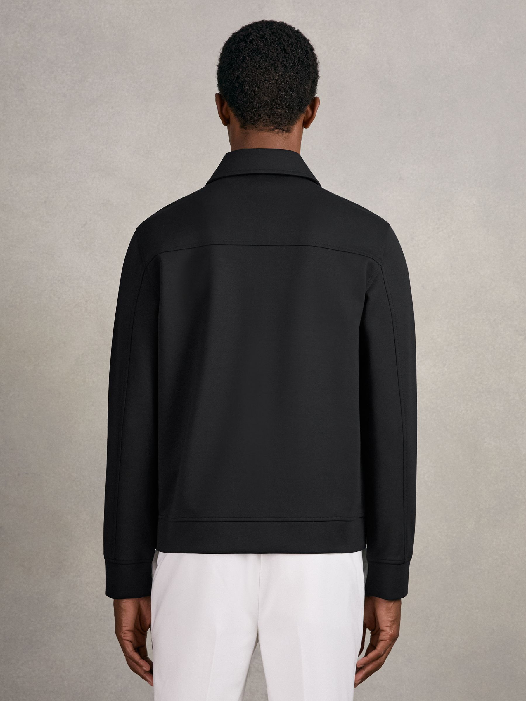 Premium Interlock Zip-Through Overshirt in Black - image 3