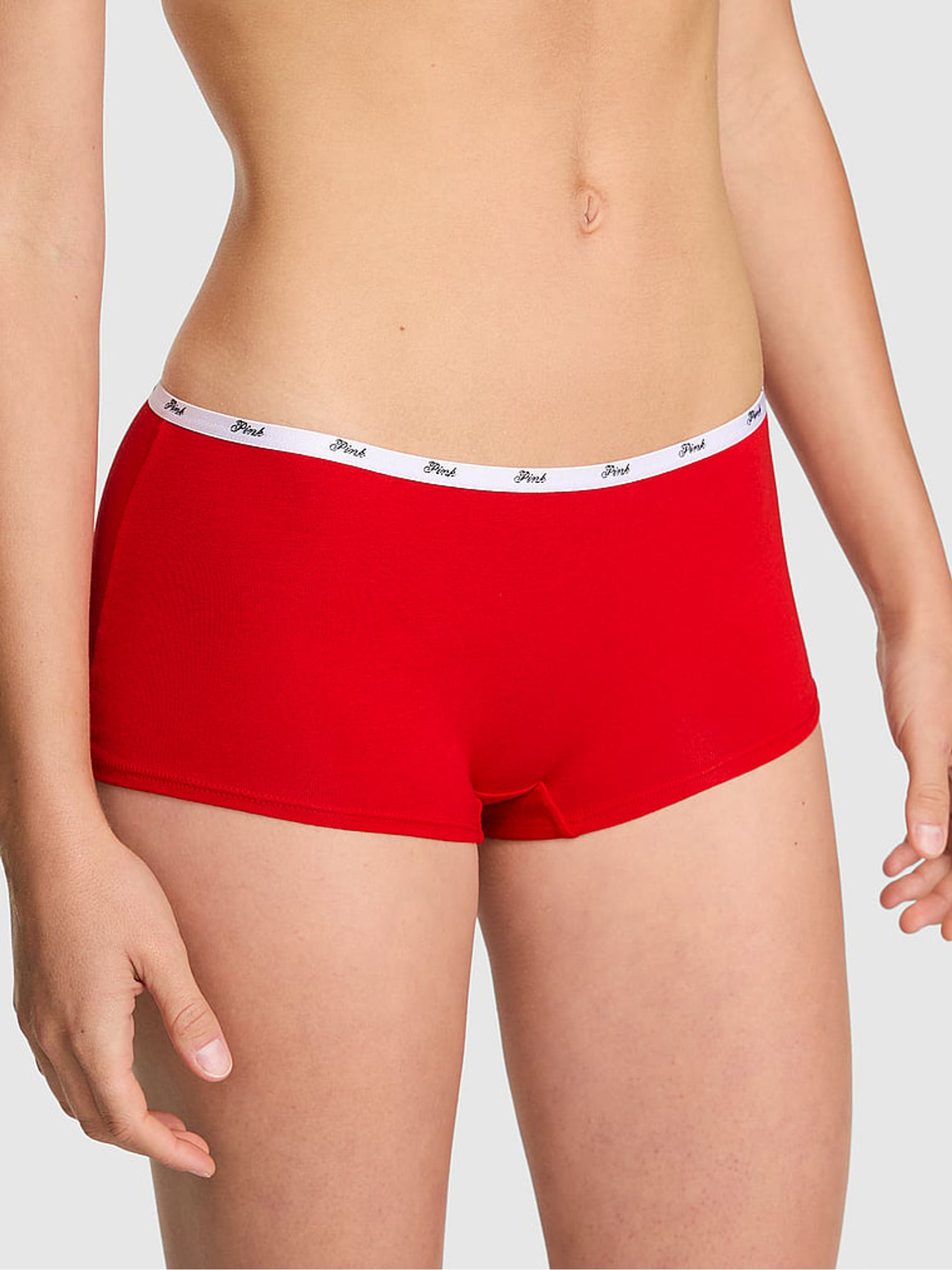 Bright Vermillion Red Short Cotton Mini Logo Knickers - Image 1 of 2