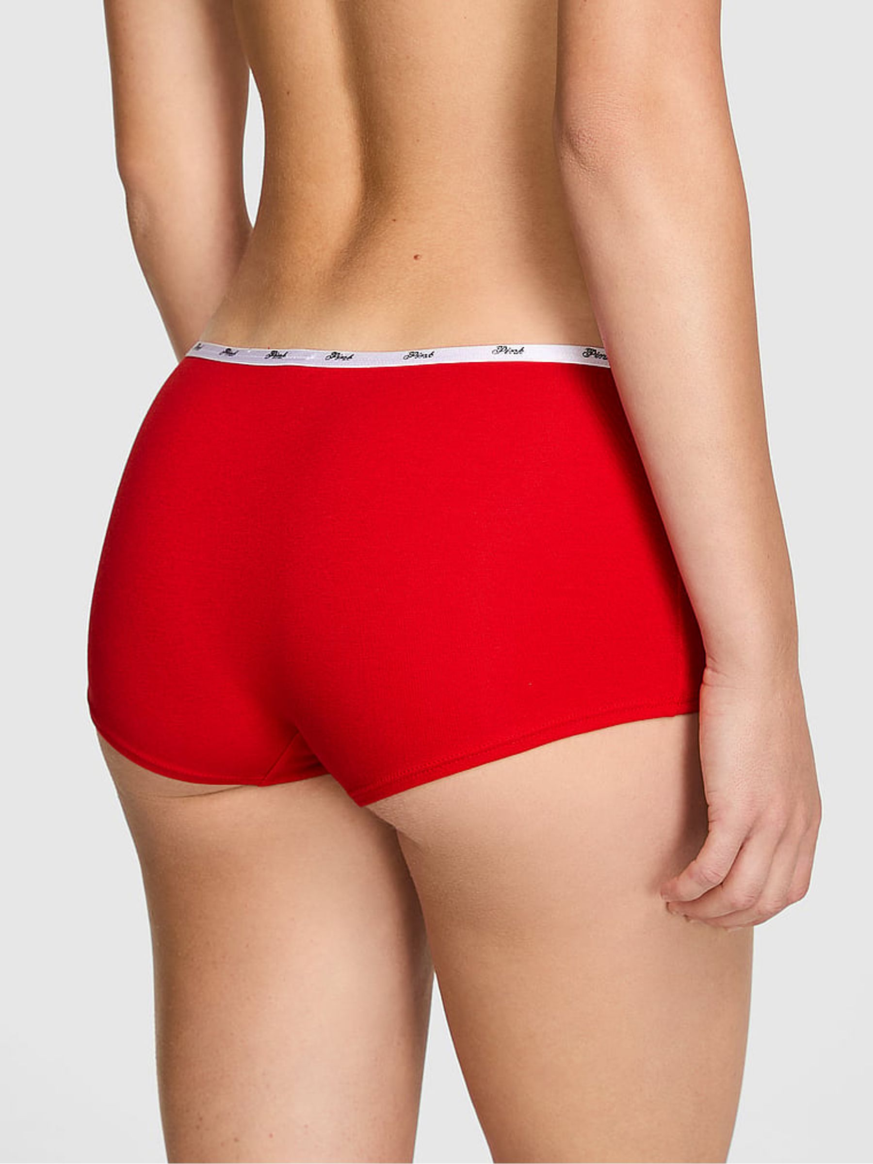 Bright Vermillion Red Short Cotton Mini Logo Knickers - Image 2 of 2