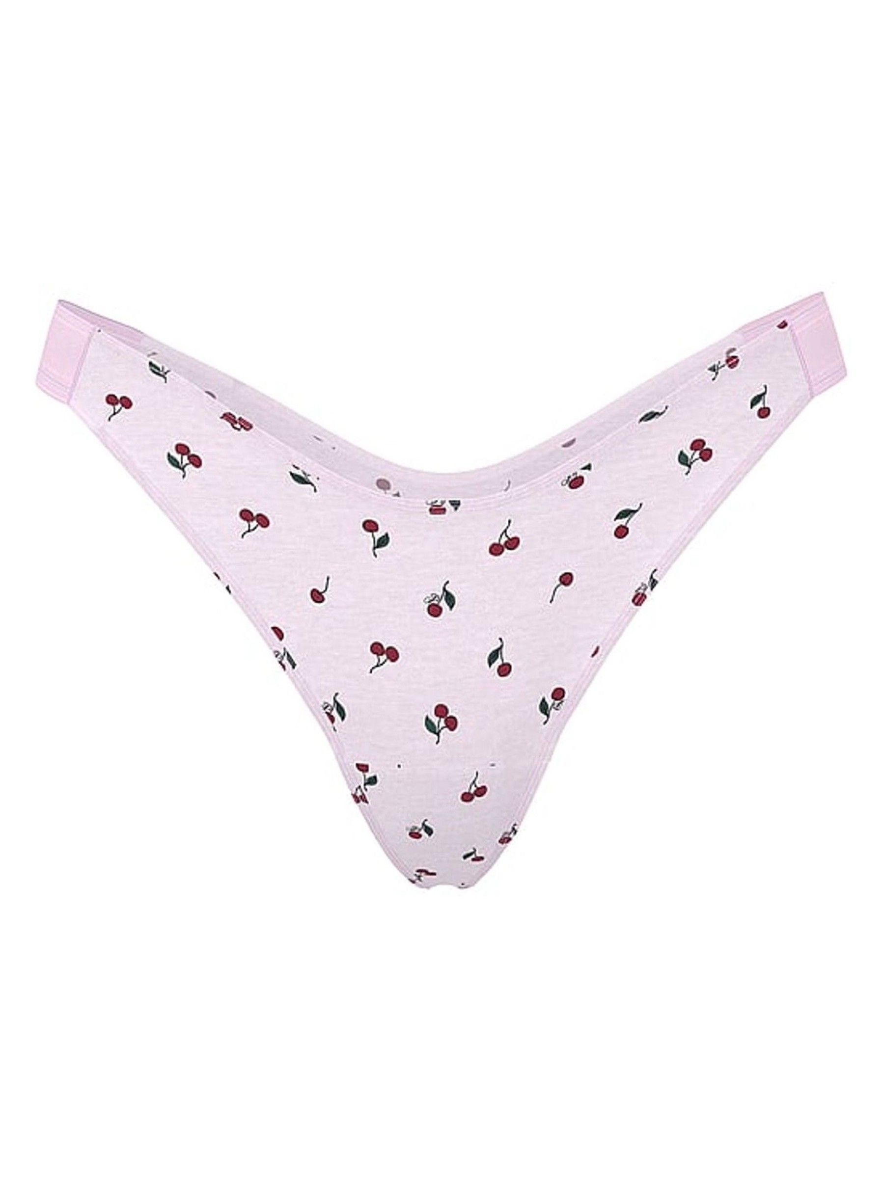 Pink Cherry Print Thong Cotton Logo Knickers - Image 3 of 3