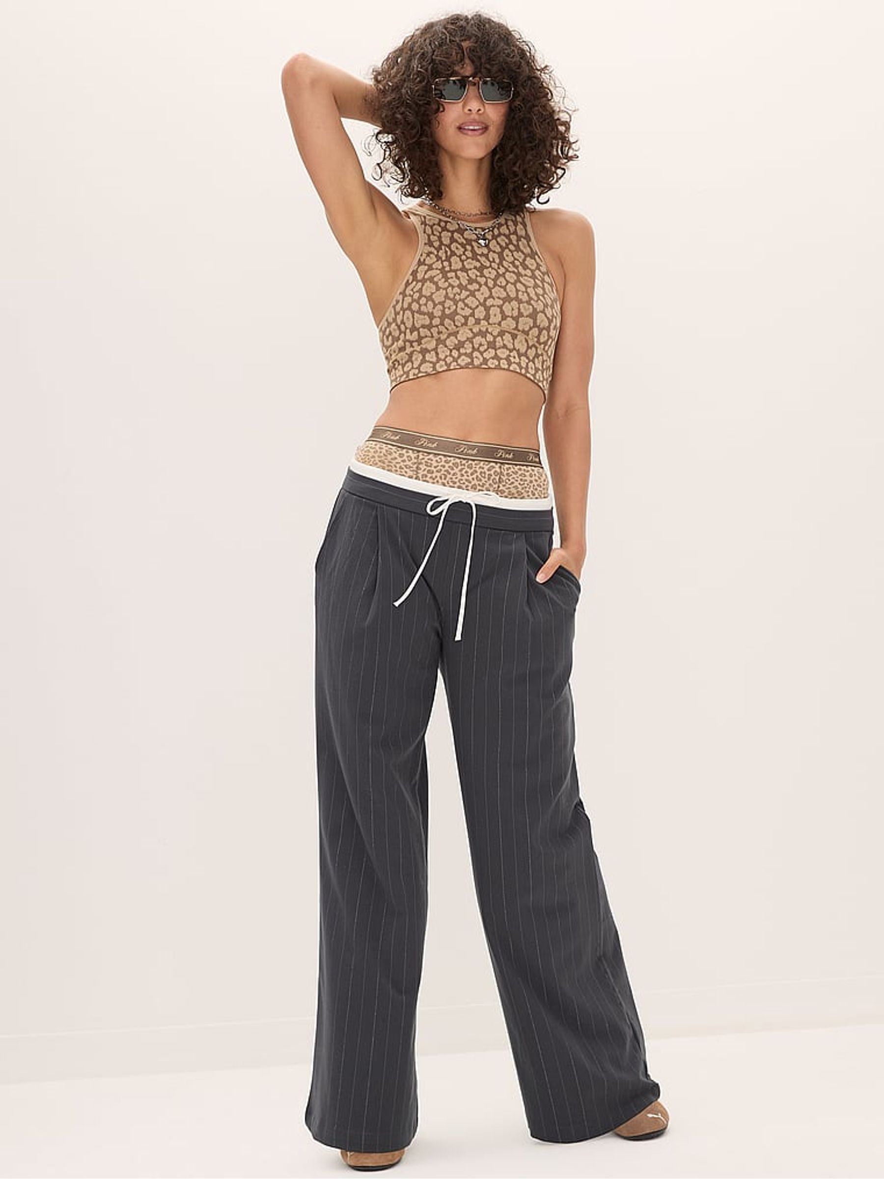 Grey Pinstripe Twill Trousers - Image 3 of 5
