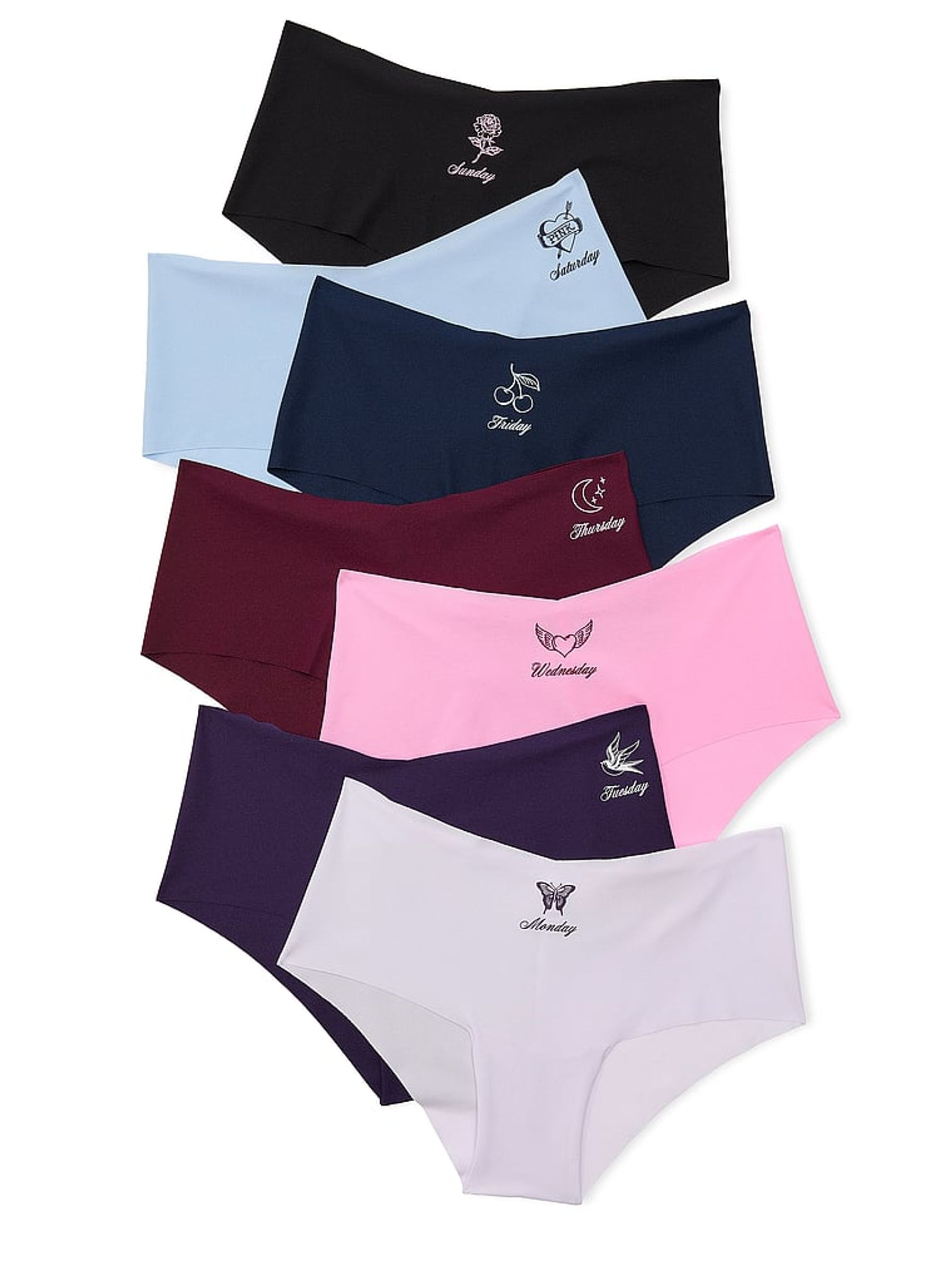 Black/Blue/Burgandy/Pink/White Cheeky No Show Knickers 7 Pack - Image 3 of 3