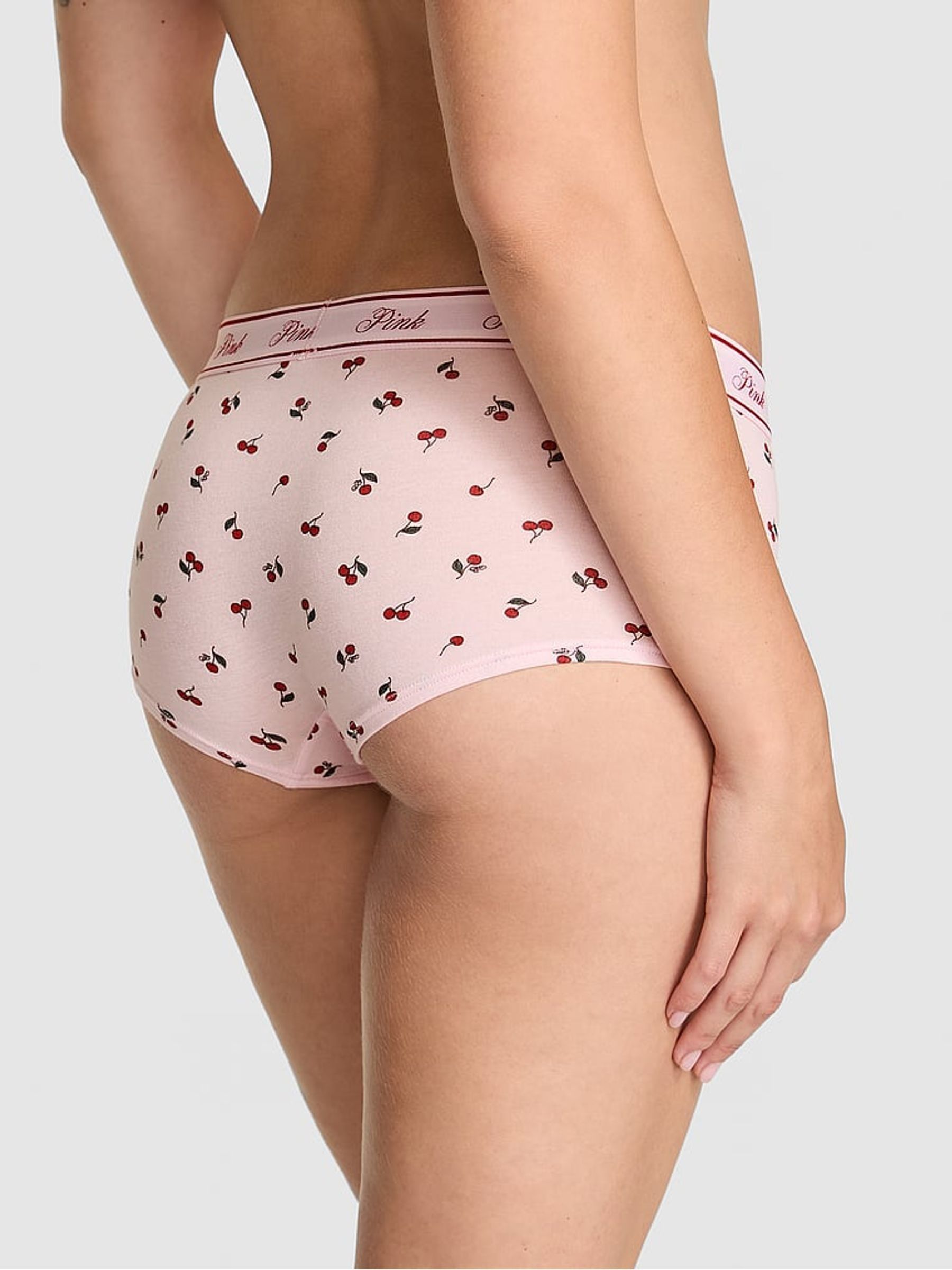 Pink Cherry Print Boyshort Cotton Logo Knickers - Image 2 of 3