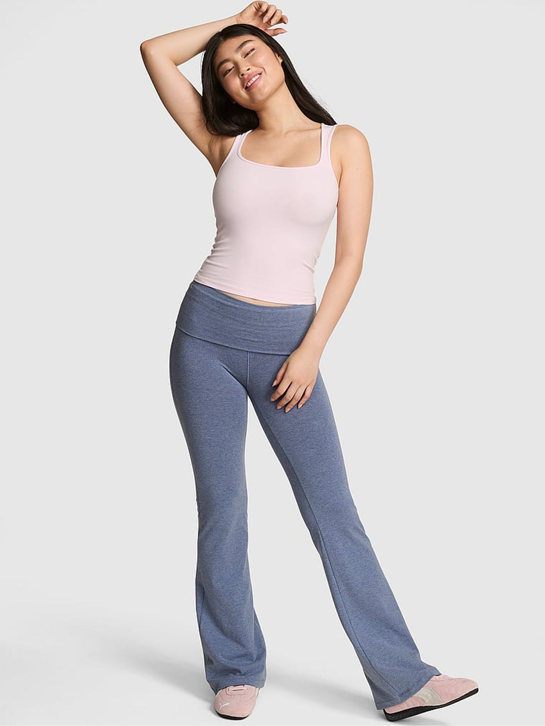 Dusty Iris Blue Foldover Leggings - Image 1 of 5