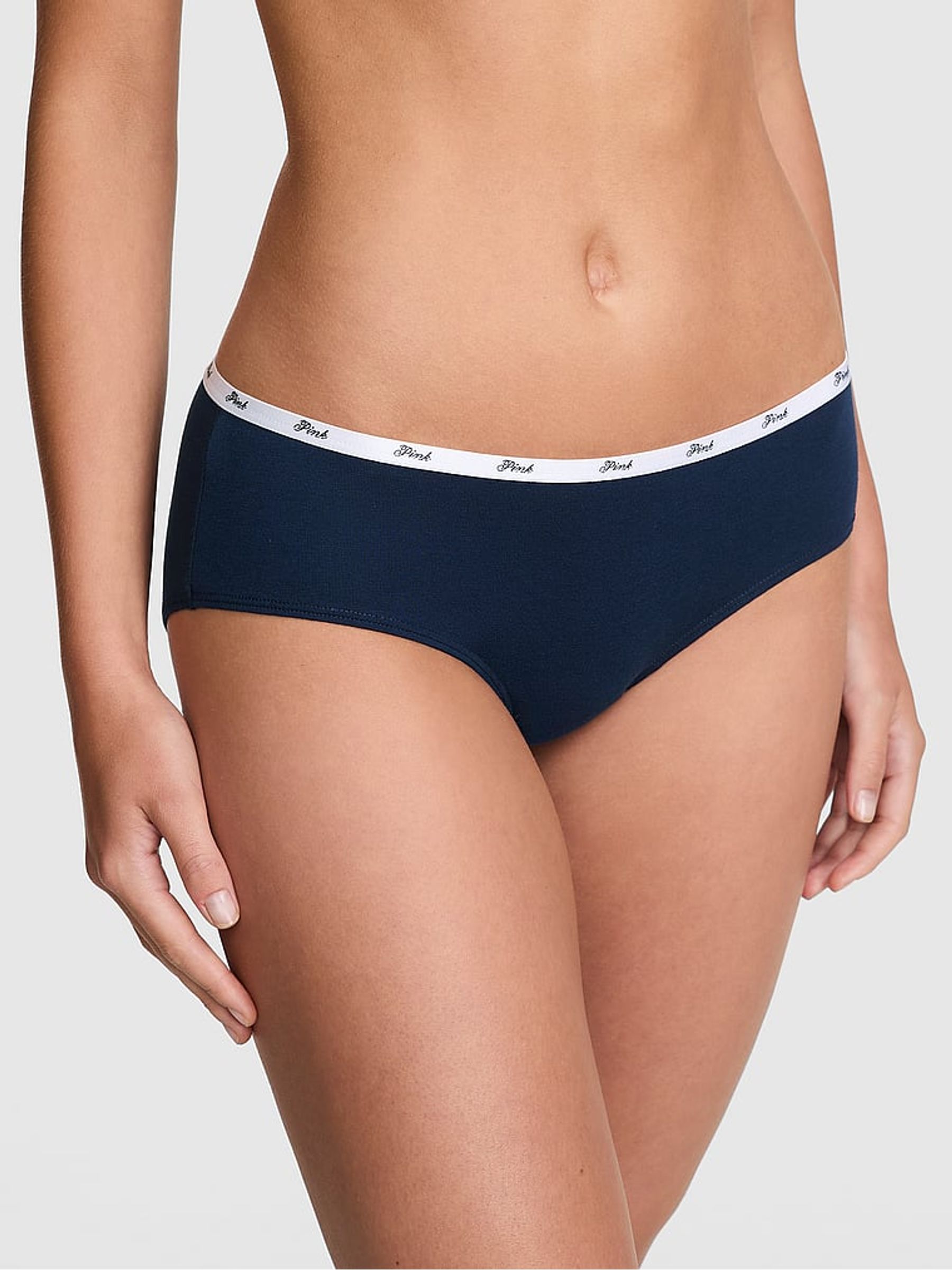Noir Navy Blue Hipster Cotton Mini Logo Knickers - Image 1 of 2