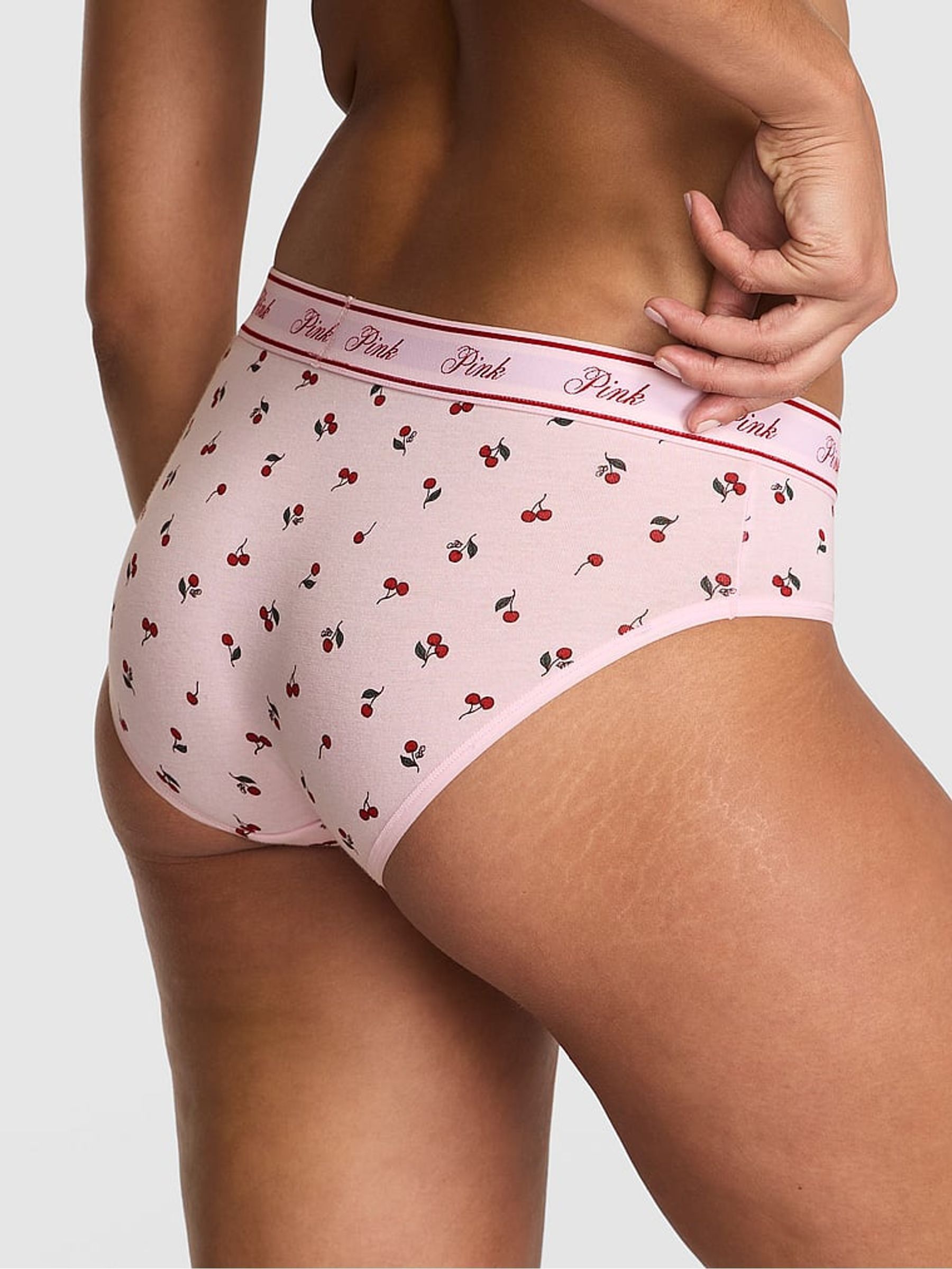 Pink Cherry Print Hipster Cotton Logo Knickers - Image 2 of 2