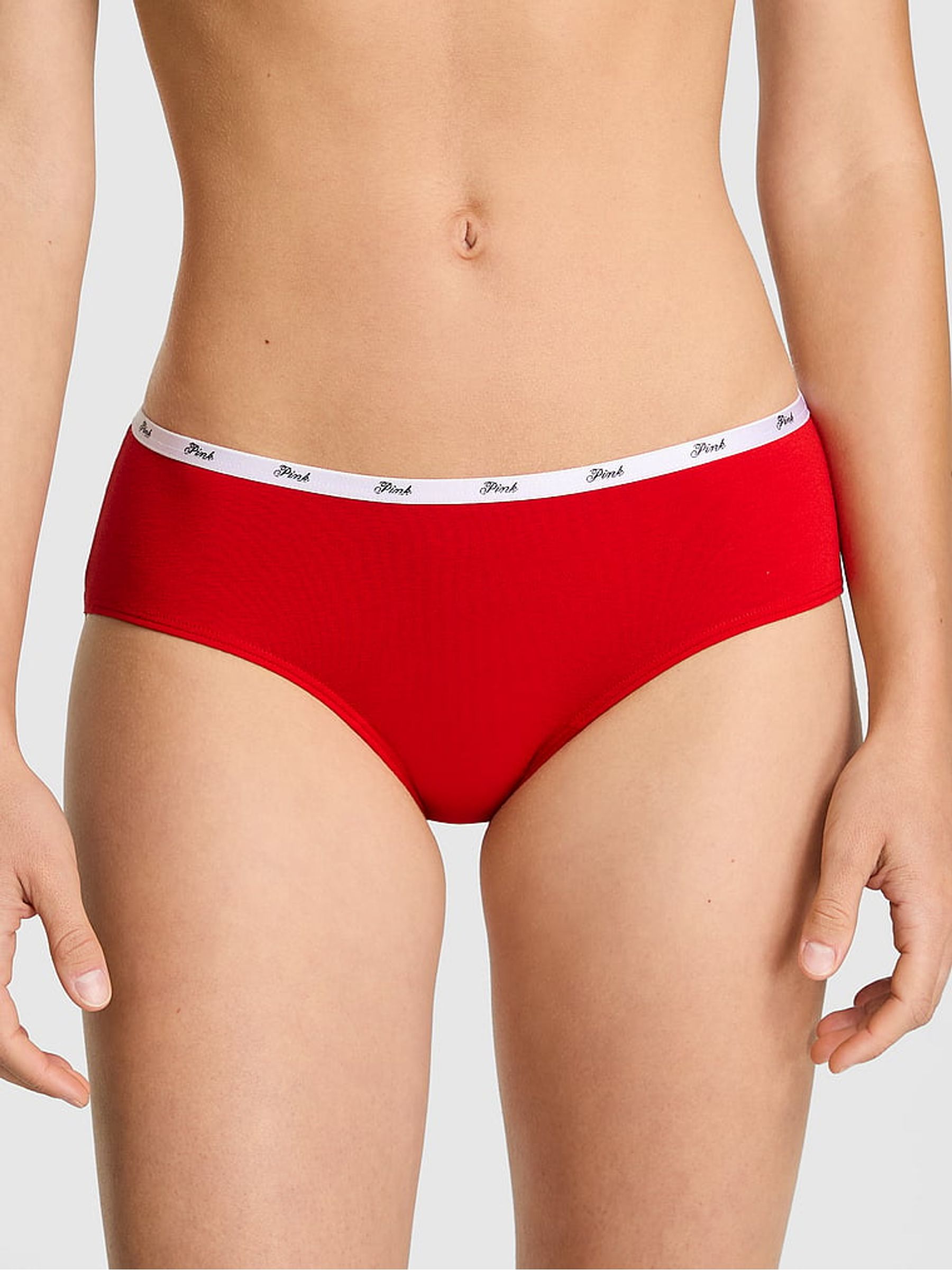 Bright Vermillion Red Hipster Cotton Mini Logo Knickers - Image 1 of 2