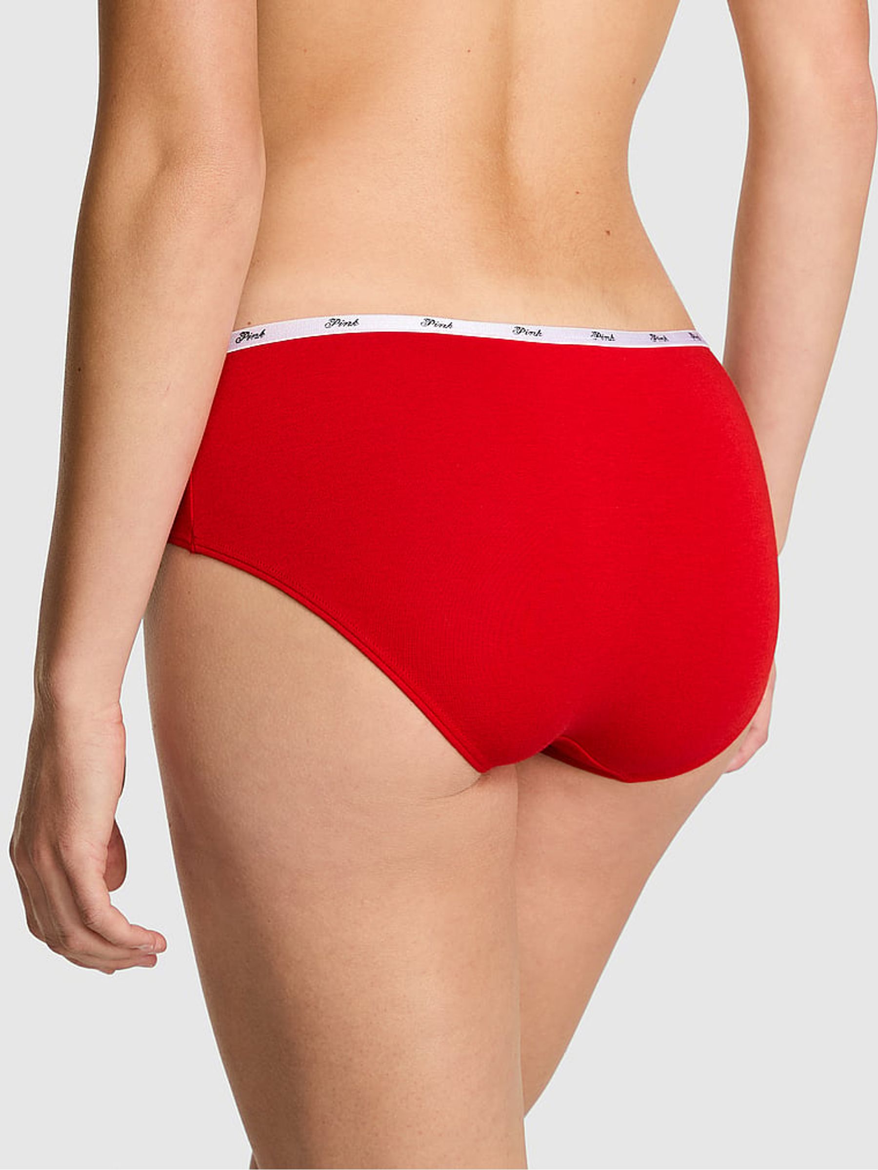 Bright Vermillion Red Hipster Cotton Mini Logo Knickers - Image 2 of 2