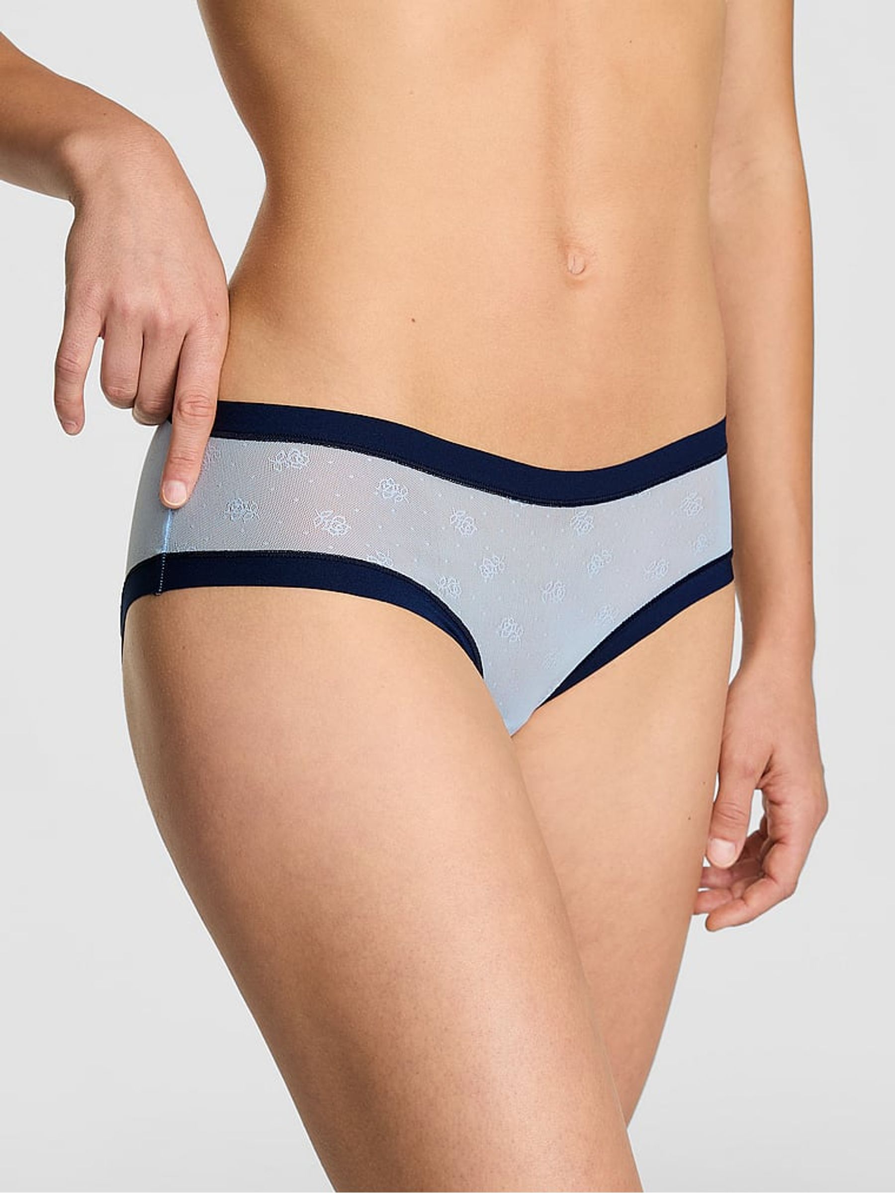 Icy Blue Hipster No Show Rib Mesh Knickers - Image 1 of 3