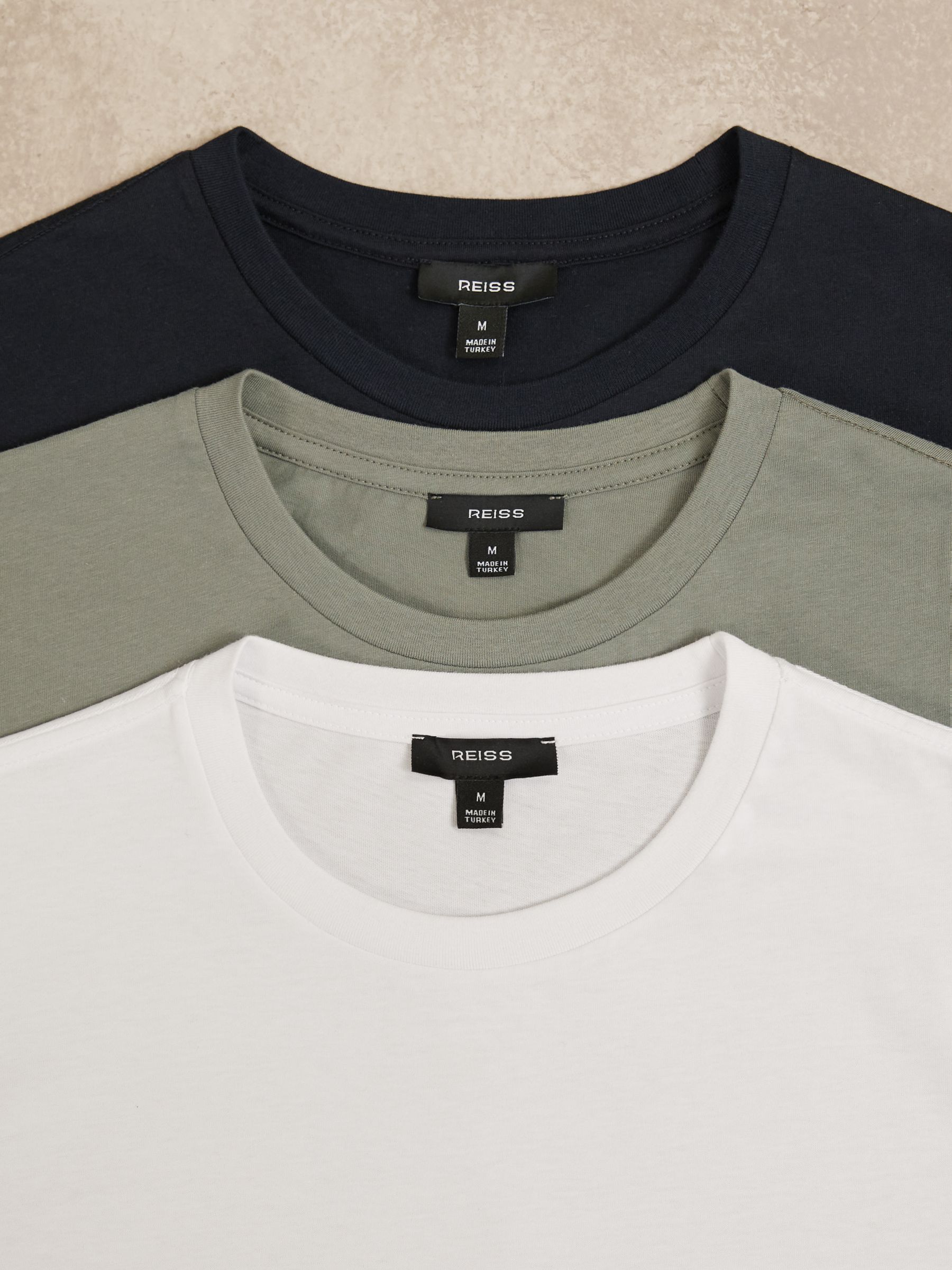 T-Shirts 3 Pack in White/Navy/Dark Sage Green - Image 7 of 7