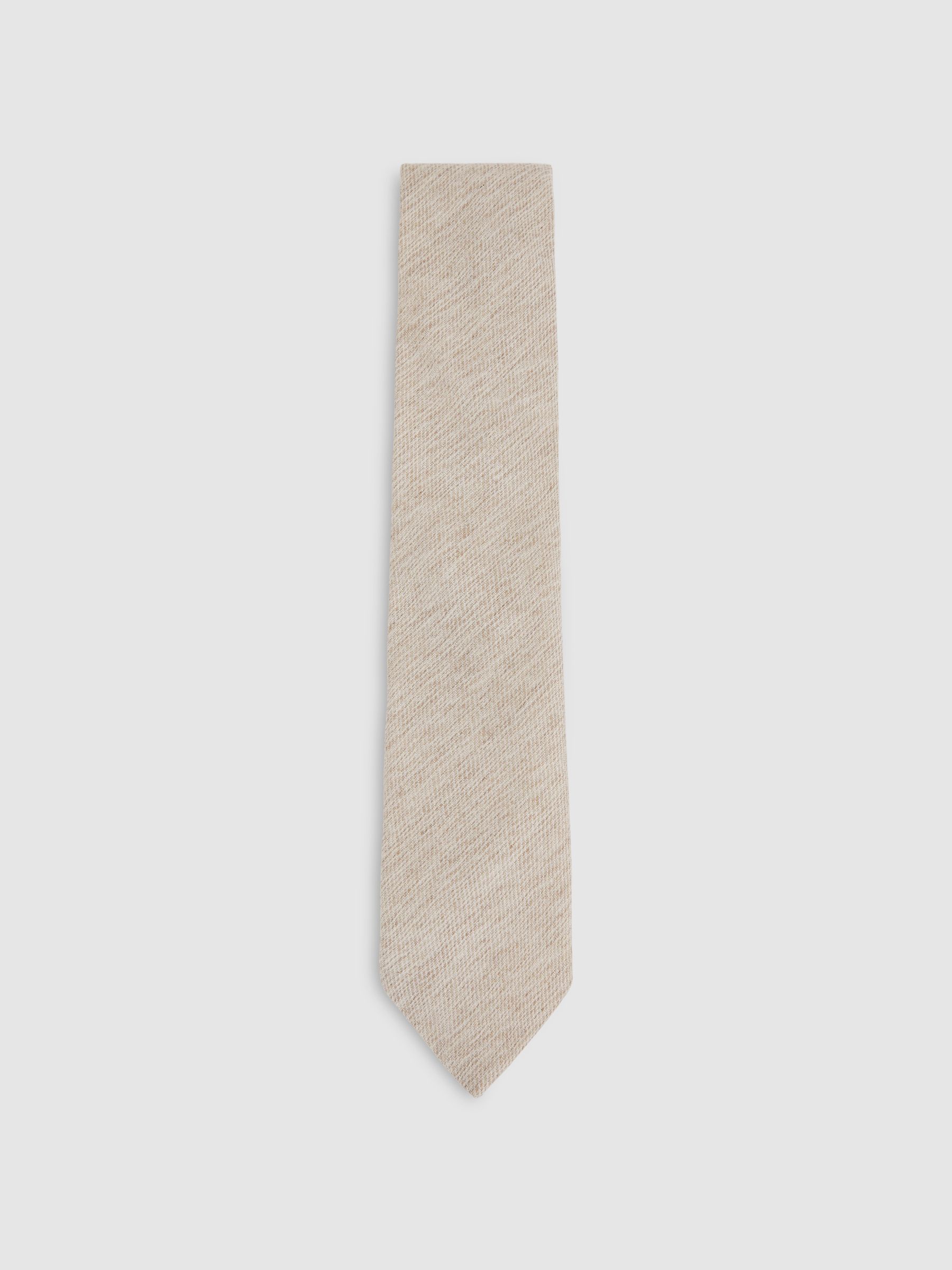 Wool-Silk Textured Tie in Oatmeal - Image 1 of 6