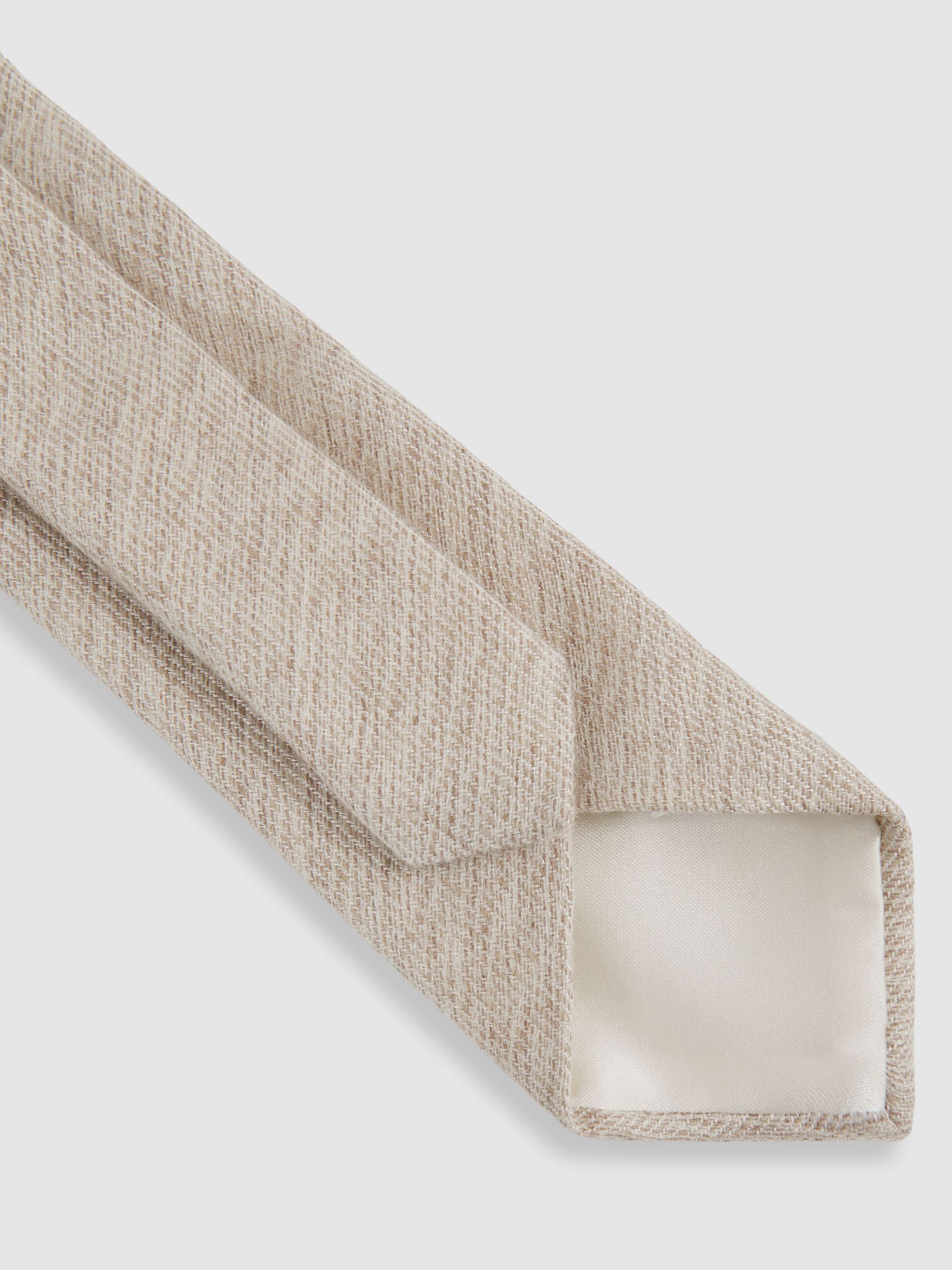 Wool-Silk Textured Tie in Oatmeal - Image 4 of 6