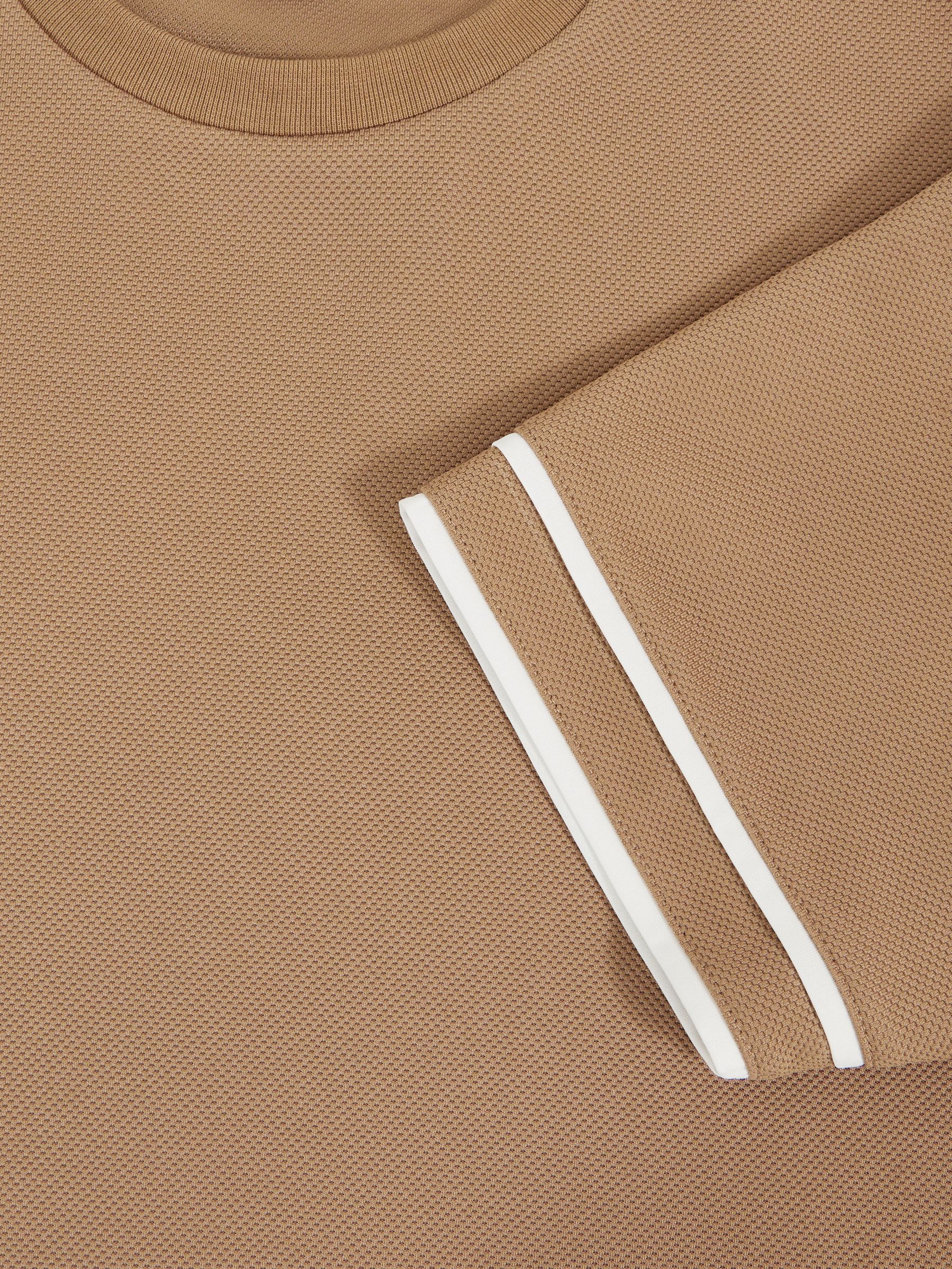 Textured Crew-Neck Tipped T-Shirt in Camel Brown - Image 6 of 6