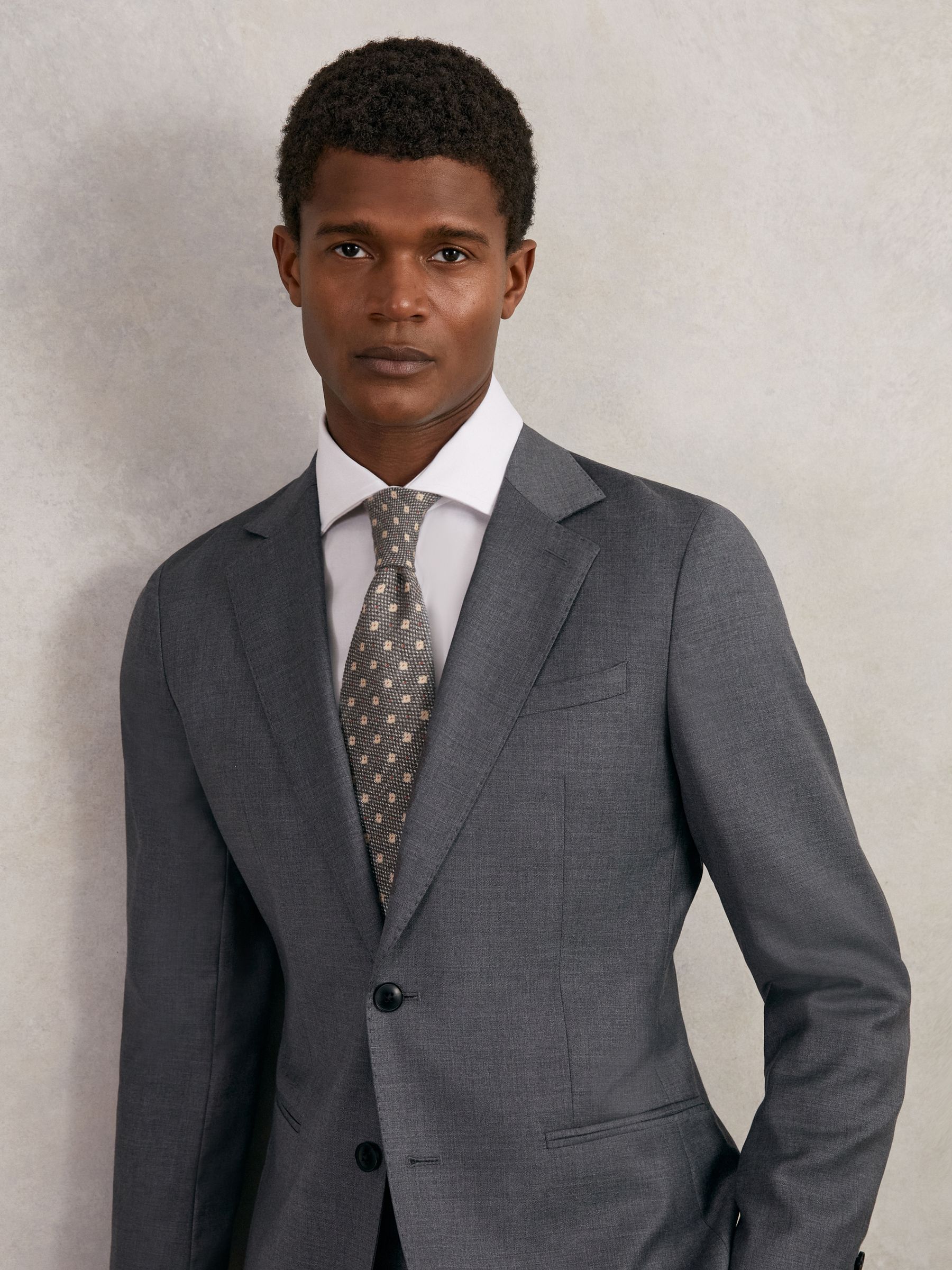 Wool-Silk Floral-Medallion Tie in Grey - Image 2 of 6