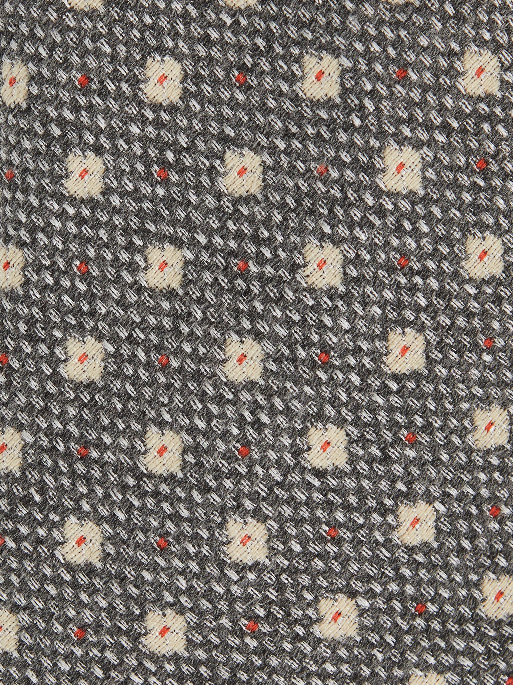 Wool-Silk Floral-Medallion Tie in Grey - Image 6 of 6