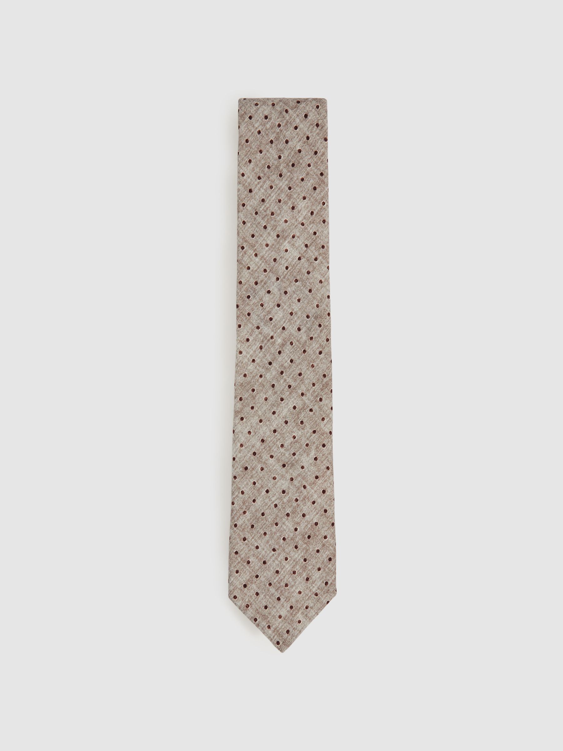 Wool-Cotton Polka-Dot Tie in Grey Melange - Image 3 of 6