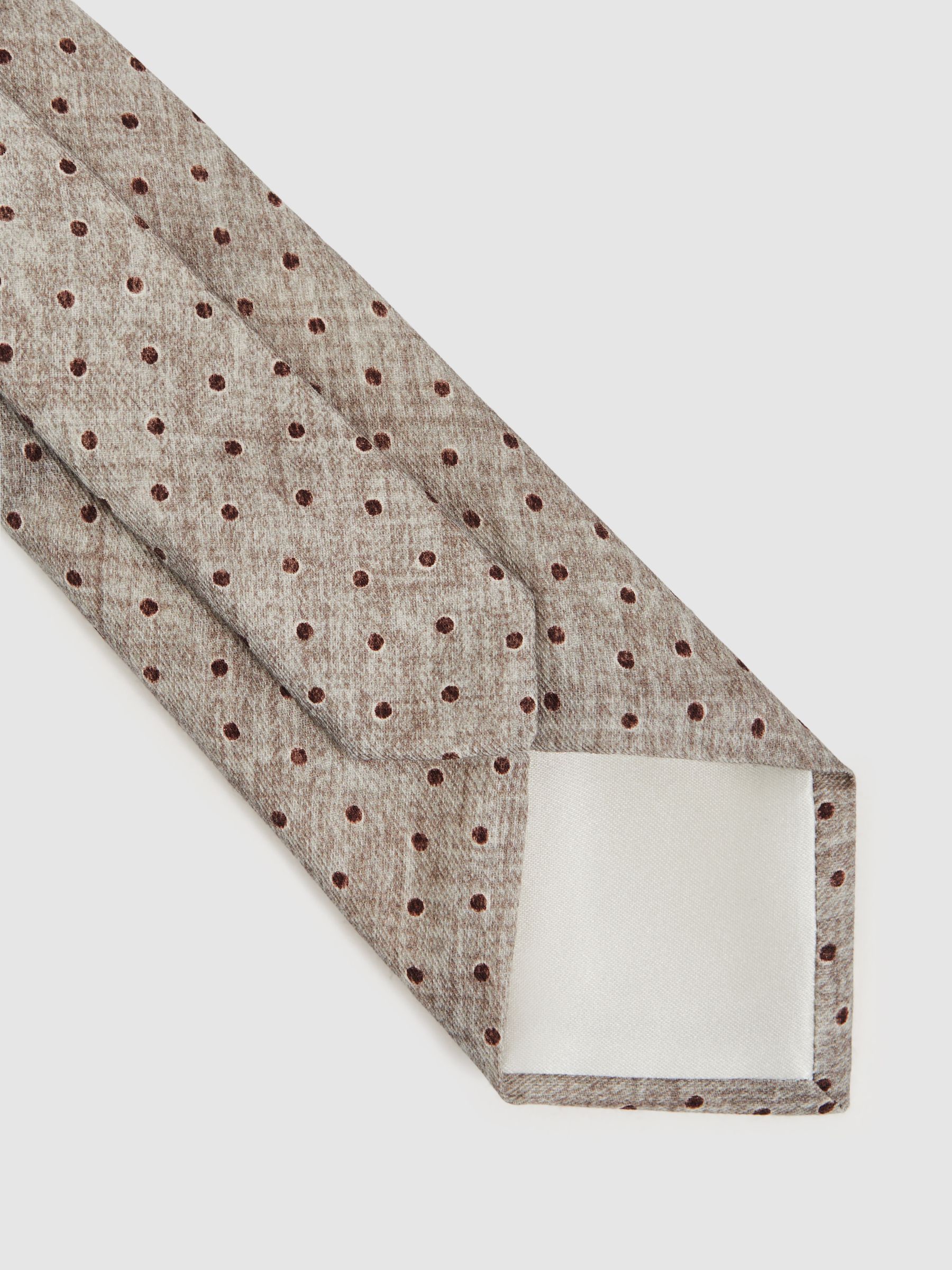 Wool-Cotton Polka-Dot Tie in Grey Melange - Image 5 of 6