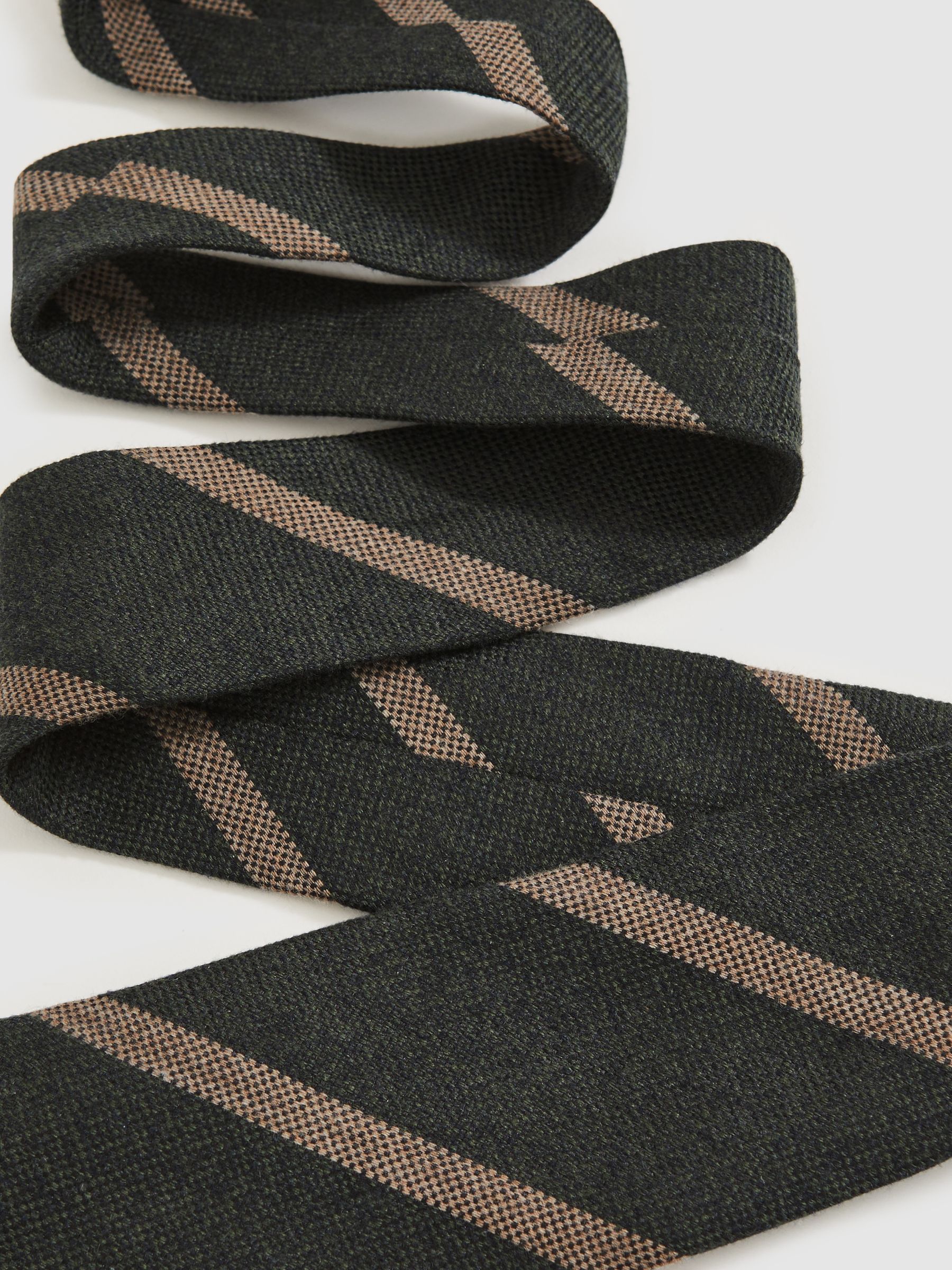 Wool-Silk Striped Tie in Forest Green - Image 4 of 6