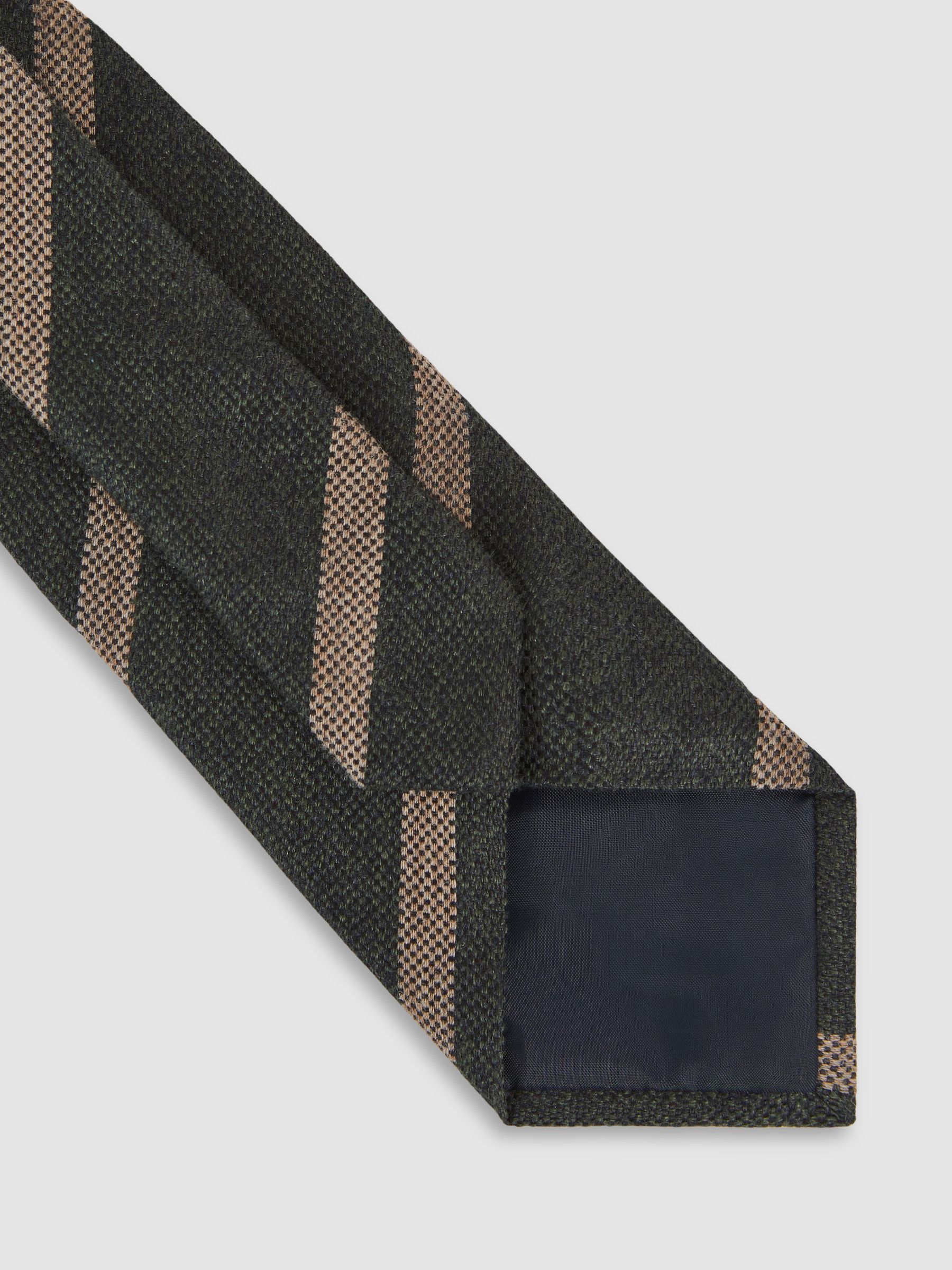 Wool-Silk Striped Tie in Forest Green - Image 5 of 6