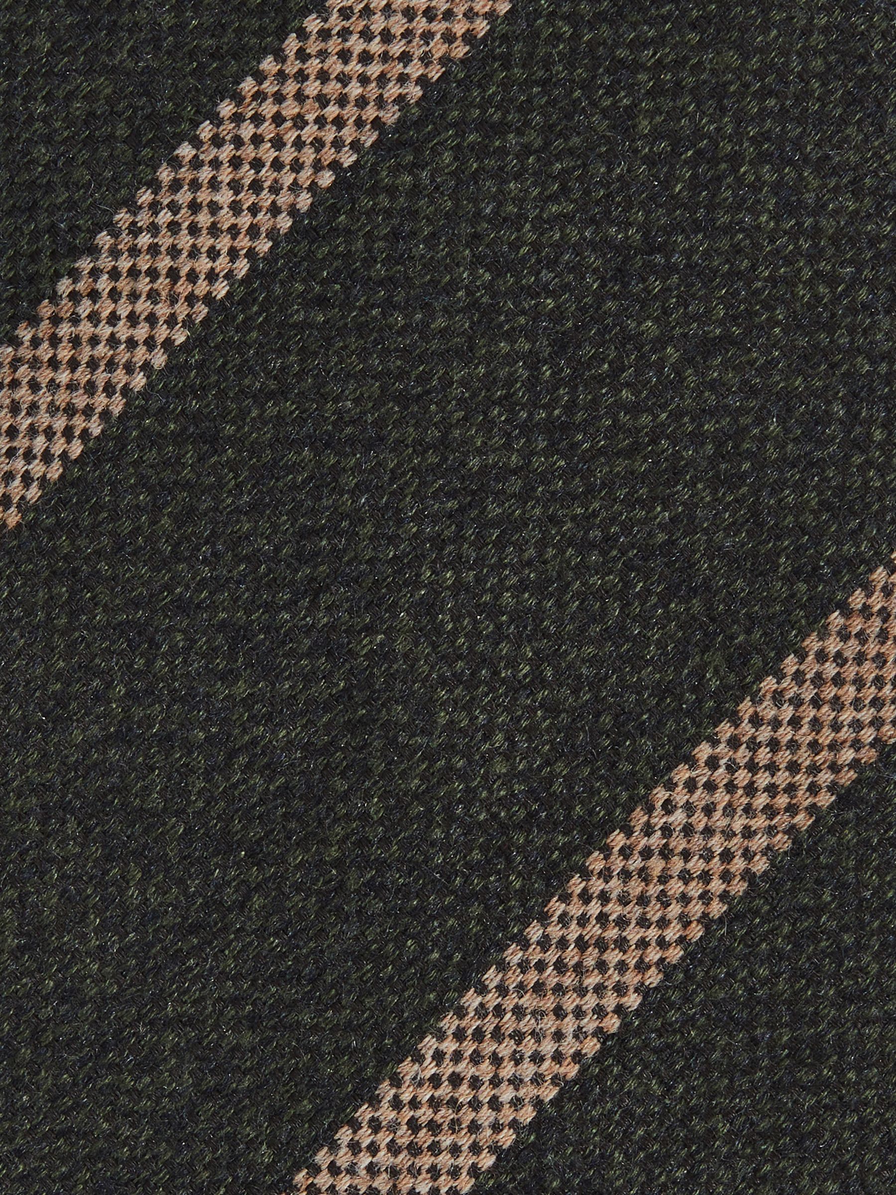 Wool-Silk Striped Tie in Forest Green - Image 6 of 6