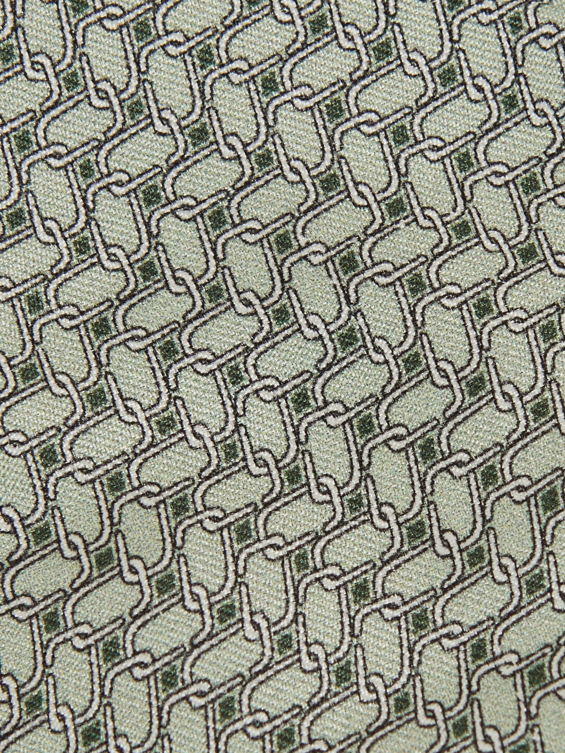 Silk Geometric-Chain Print Tie in Sage - Image 5 of 5