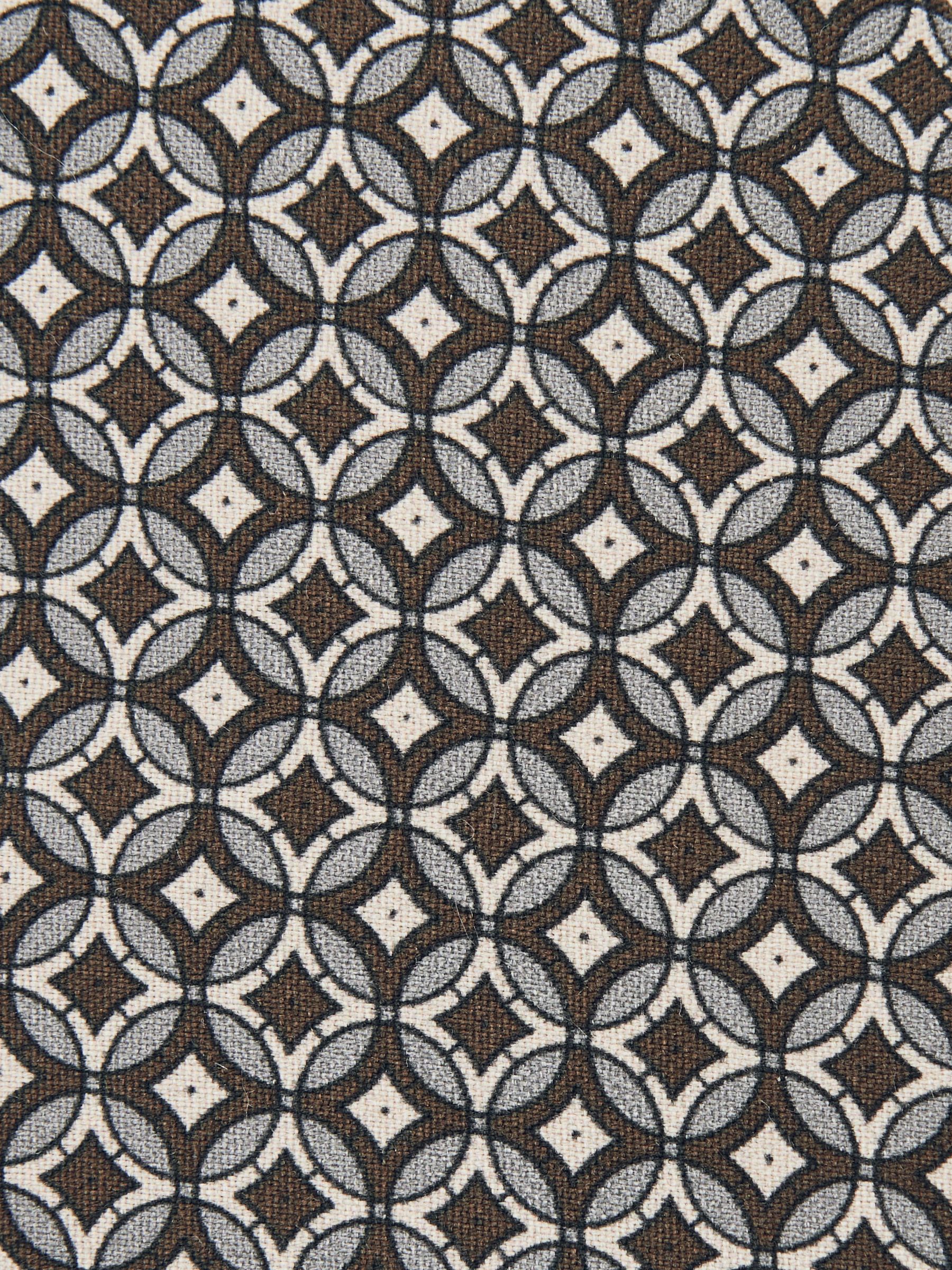 Silk Geometric-Print Tie in Chocolate Brown Multi - Image 5 of 5