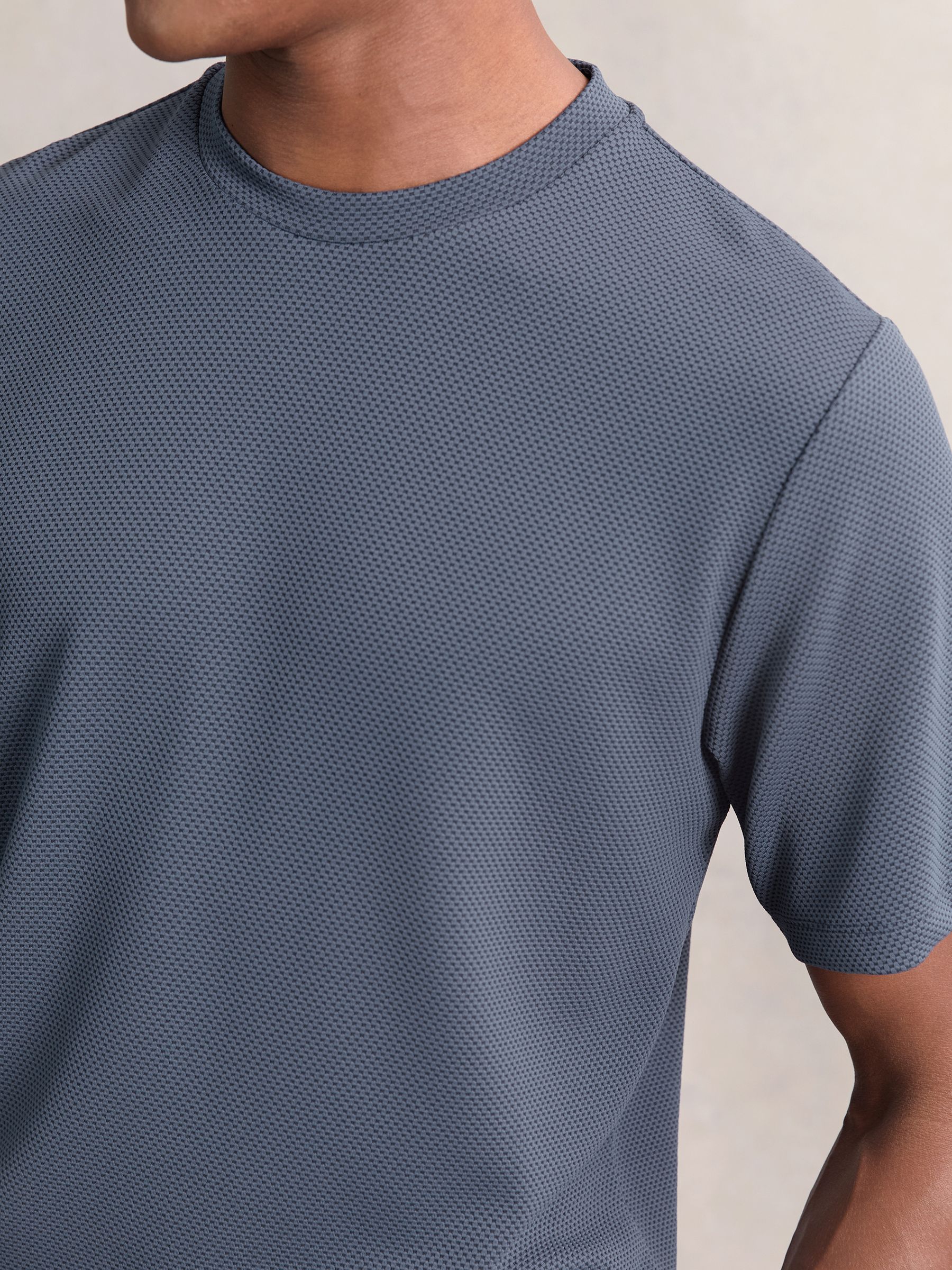 Textured Crew-Neck T-Shirt in Airforce Blue - Image 3 of 6