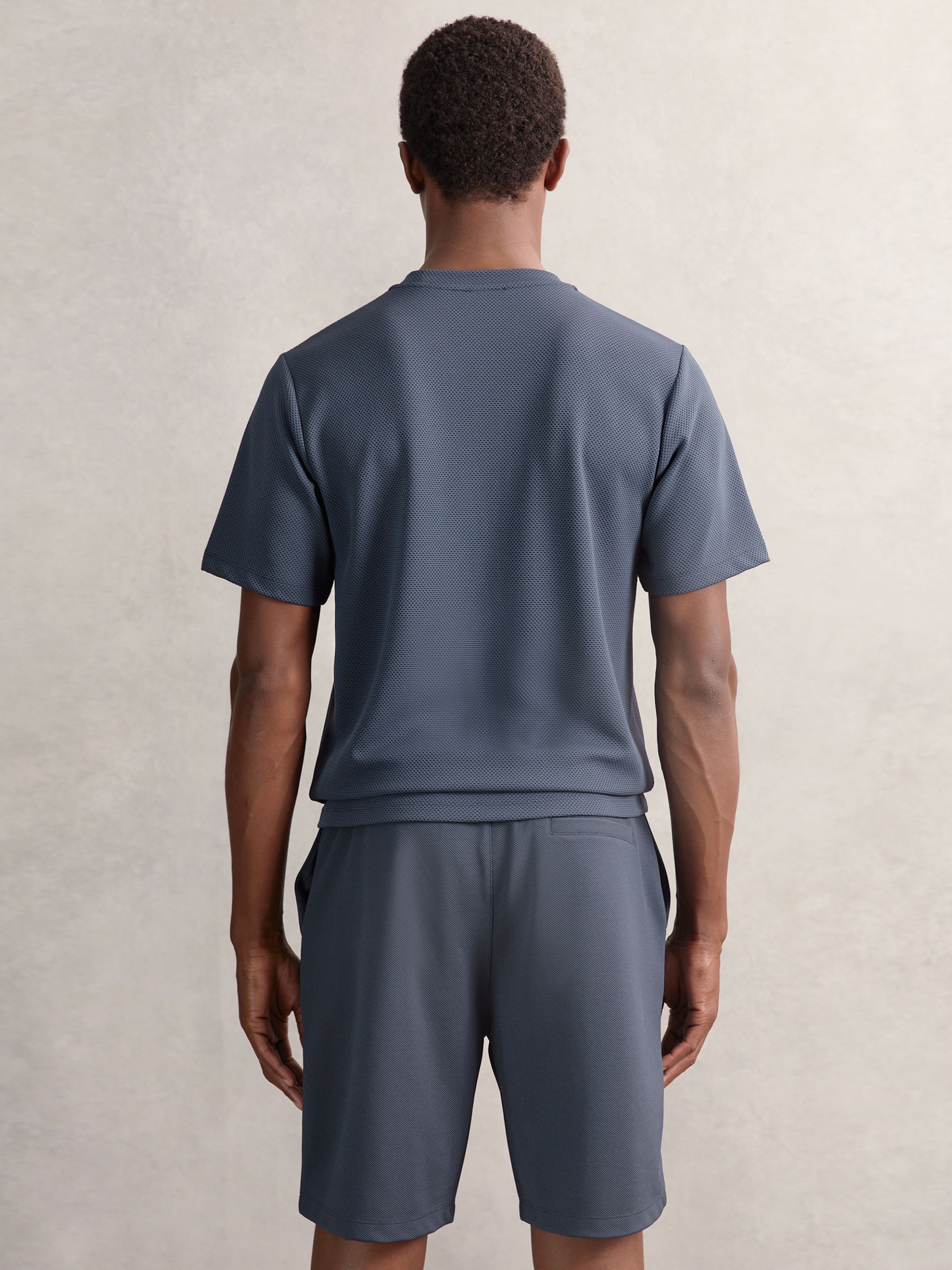 Textured Crew-Neck T-Shirt in Airforce Blue - image 3