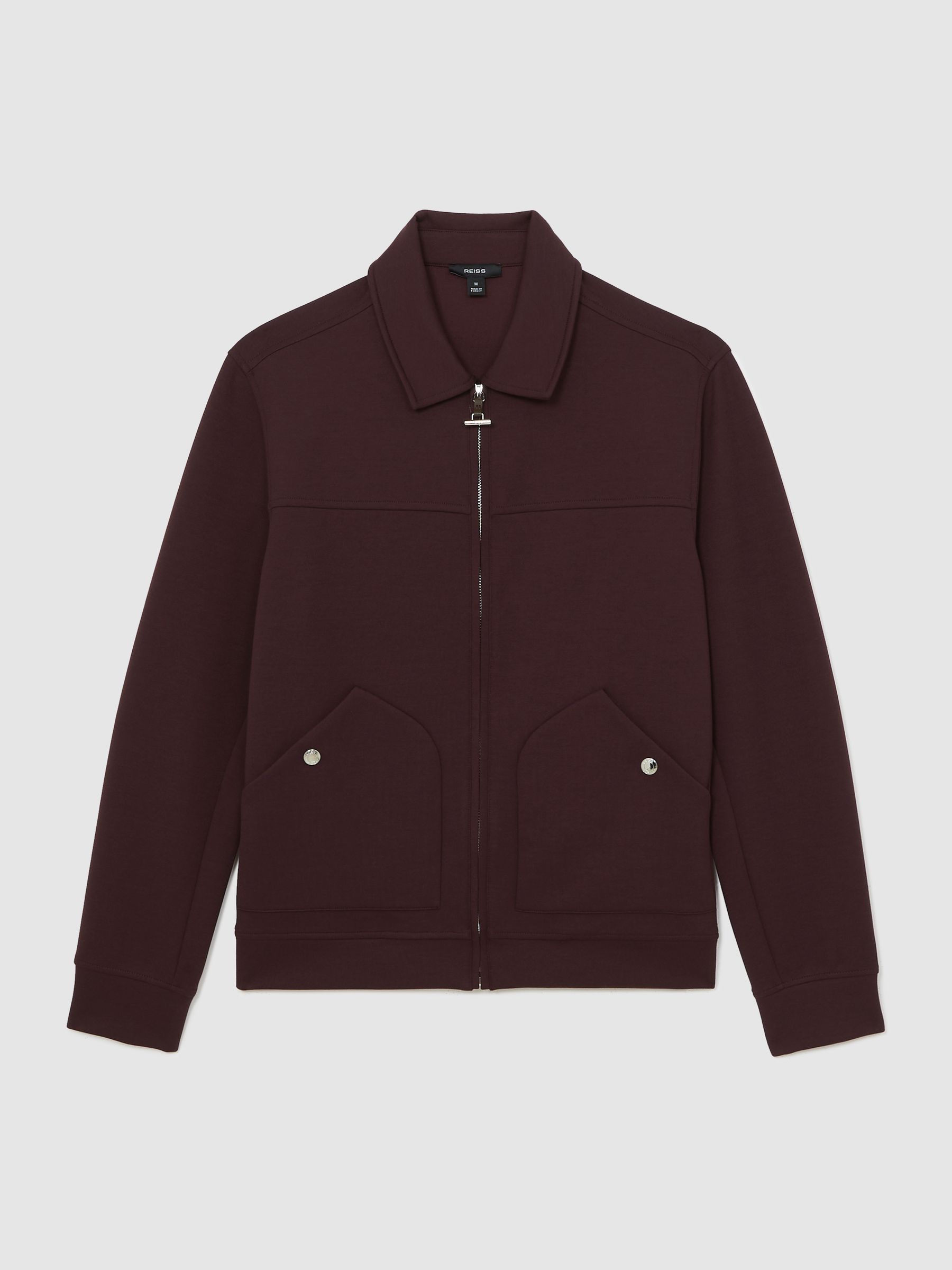 Interlock Zip Through Overshirt in Cherry Red - Image 2 of 7